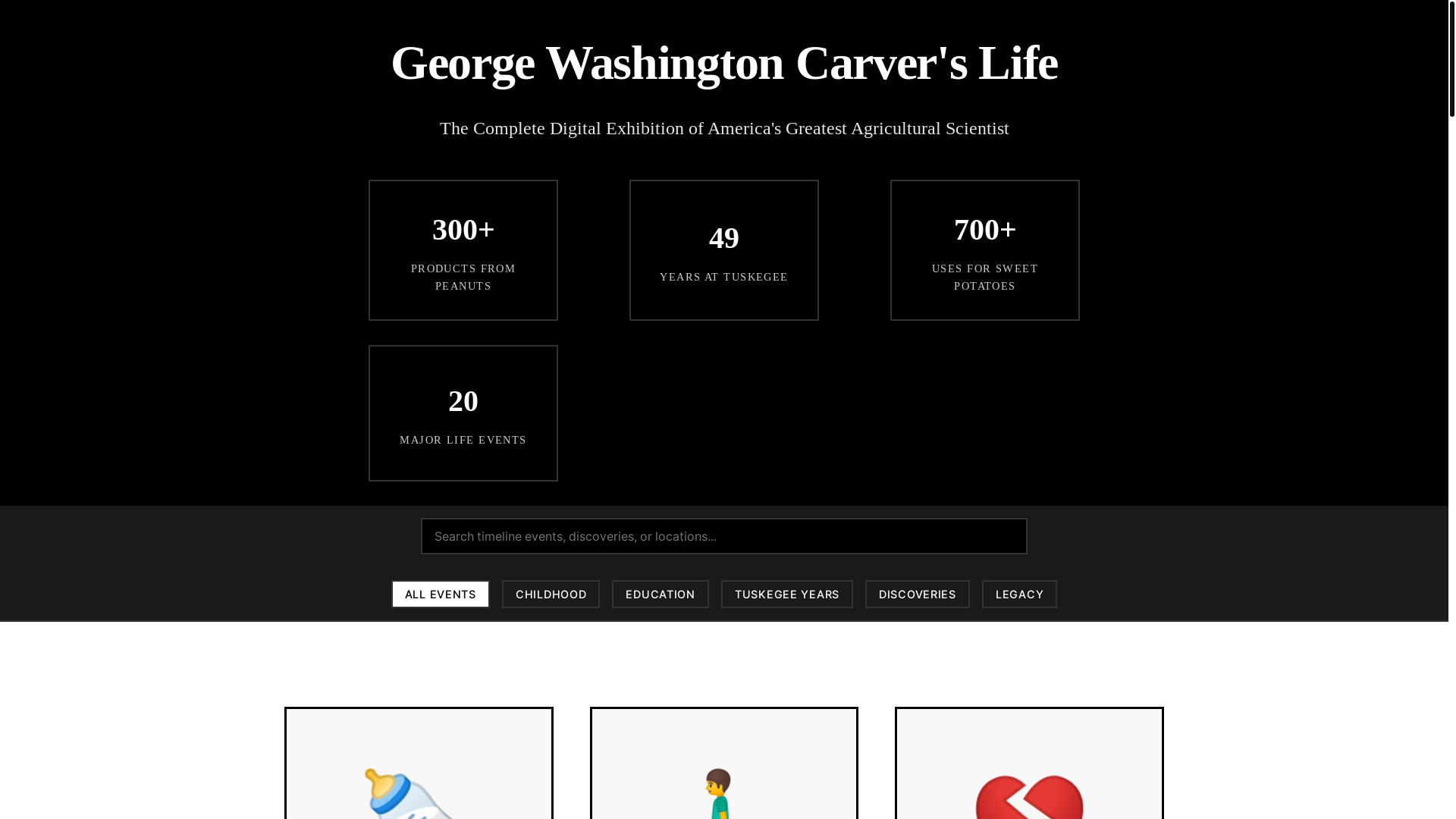 website screenshot of https://georgewashingtoncarverlife.com/