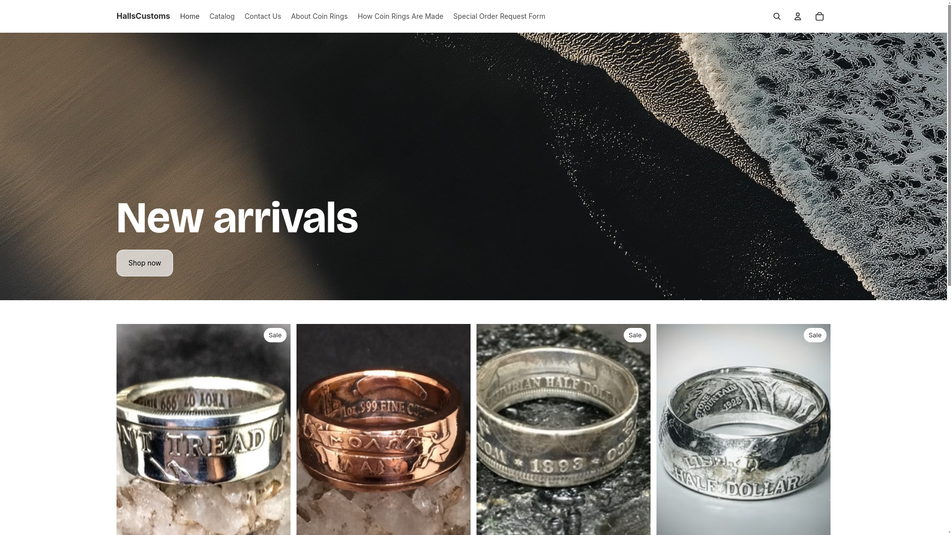 website screenshot of https://hallscustoms.shop/