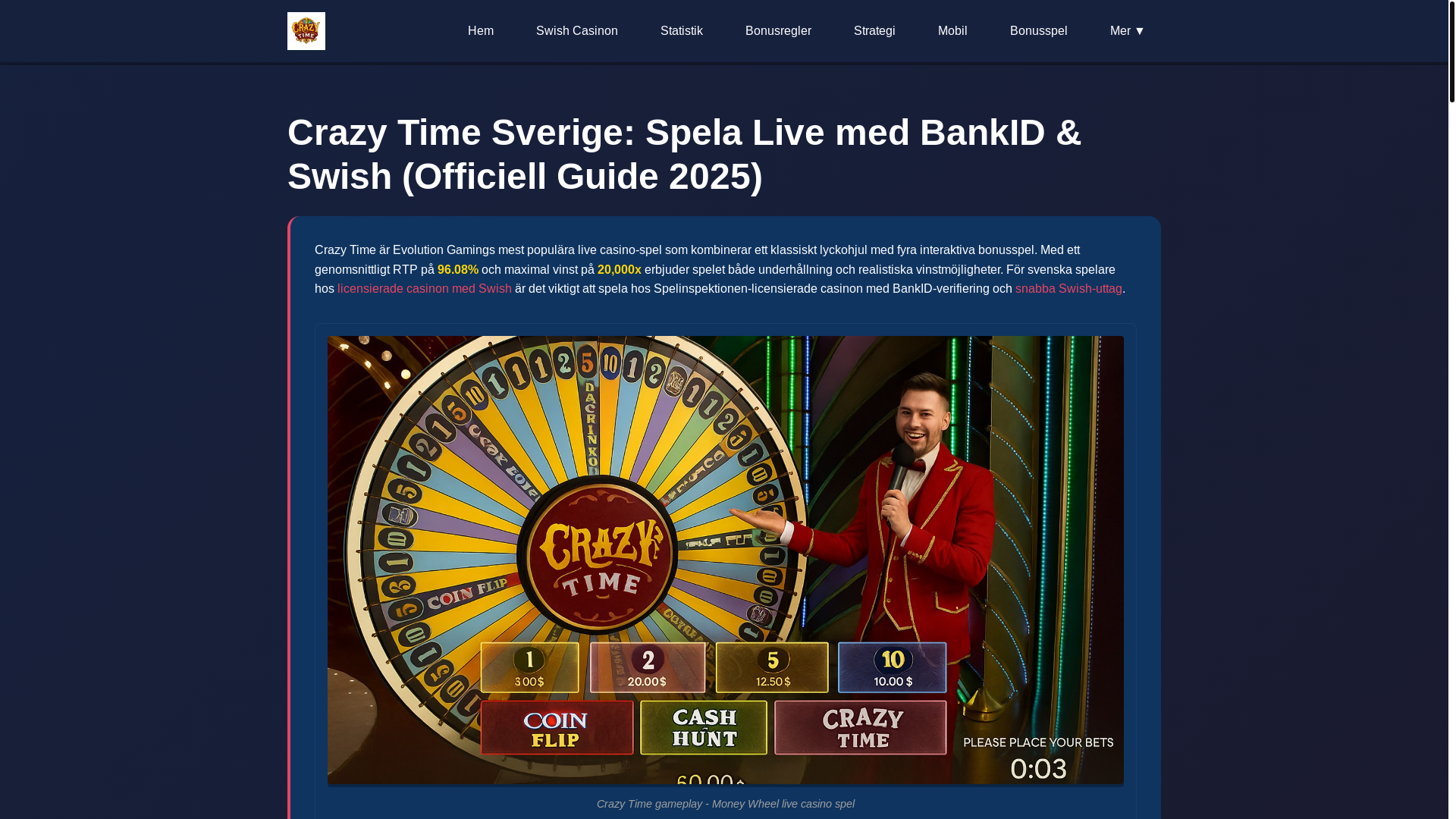 website screenshot of https://crazytime-se.com/