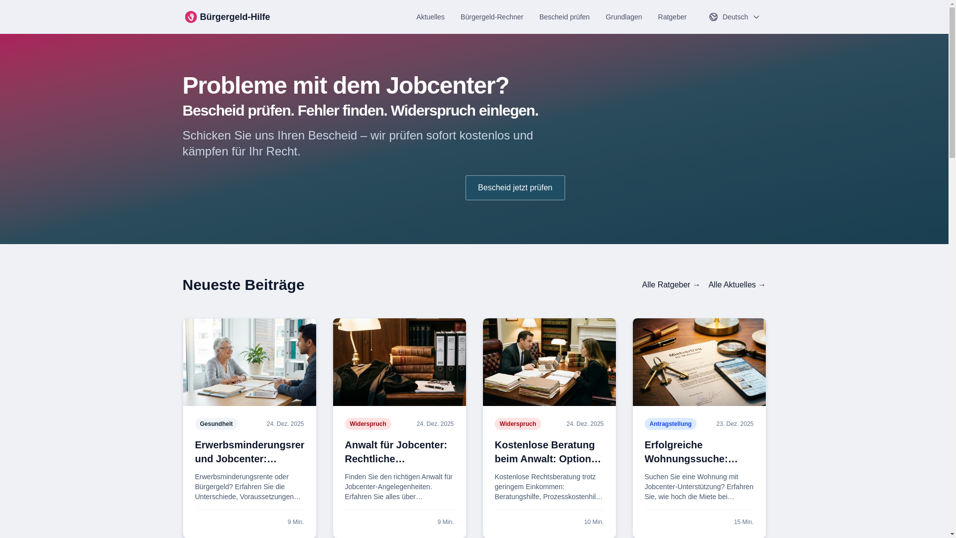 website screenshot of https://buergergeld-portal.pages.dev/