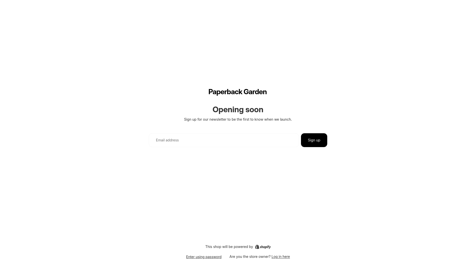 website screenshot of https://paperback.garden/