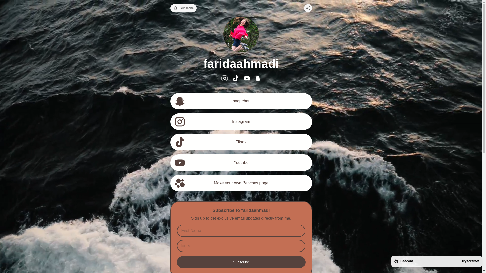 website screenshot of https://faridaahmadi.store/