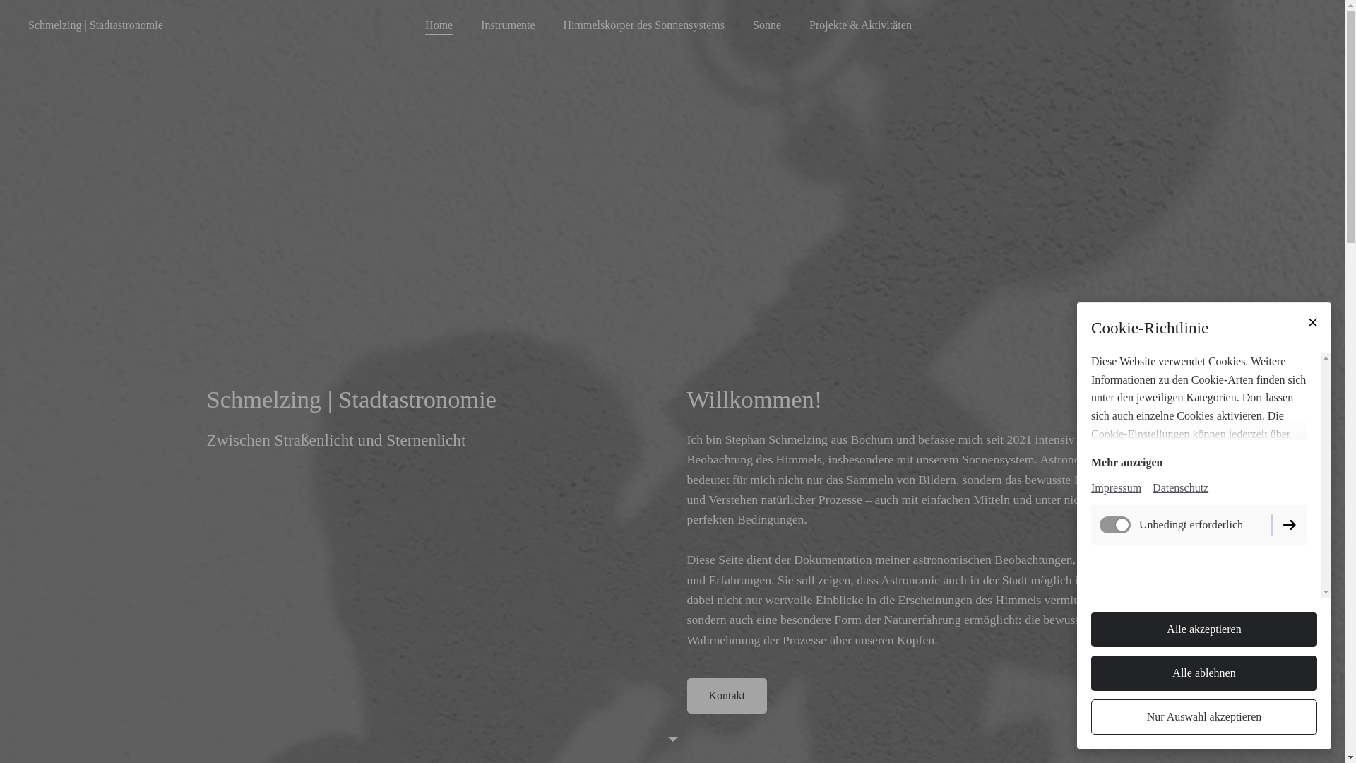 website screenshot of https://schmelzingstadtastronomie.de/