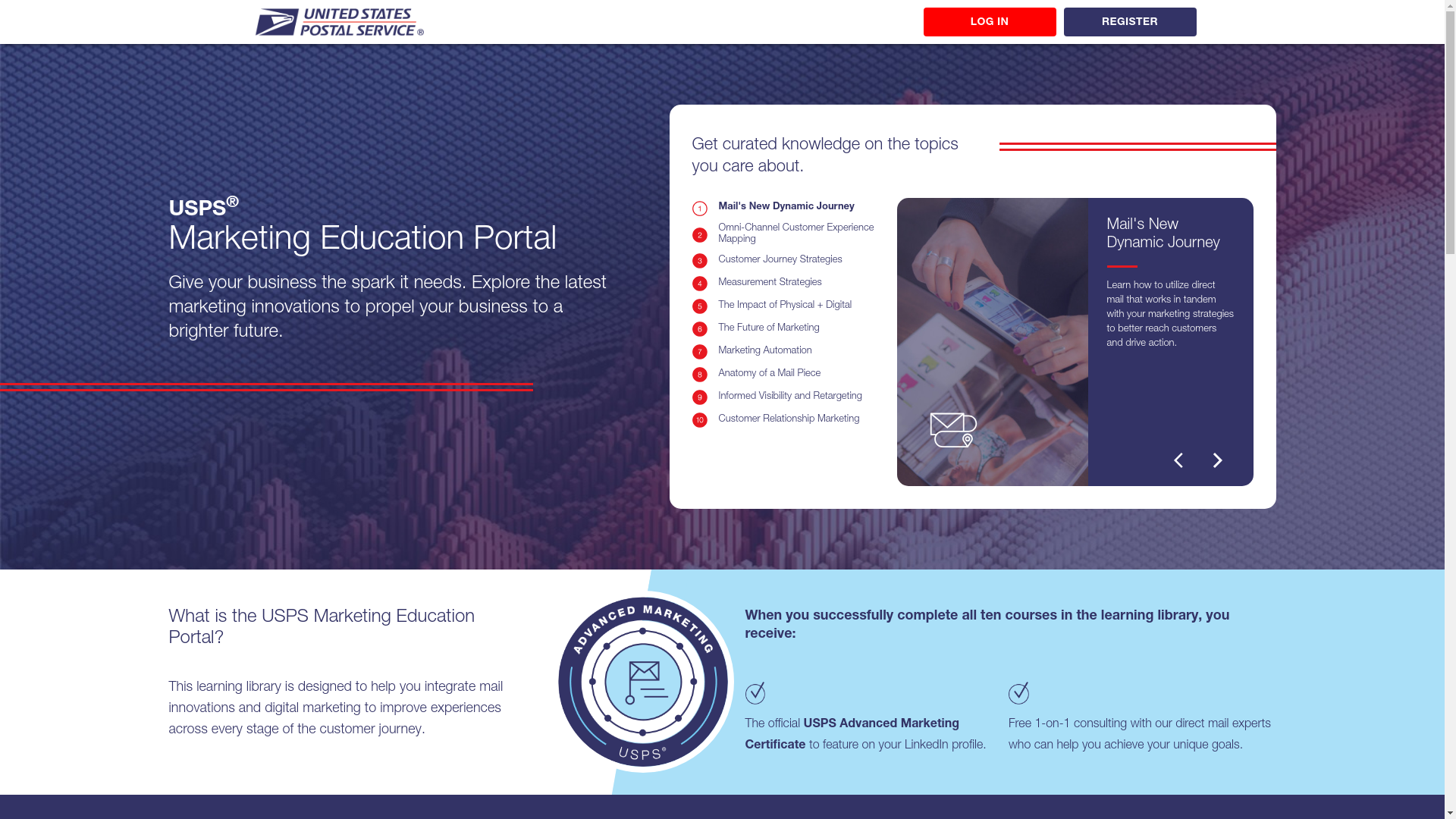 website screenshot of https://uspsmailjourney.com/