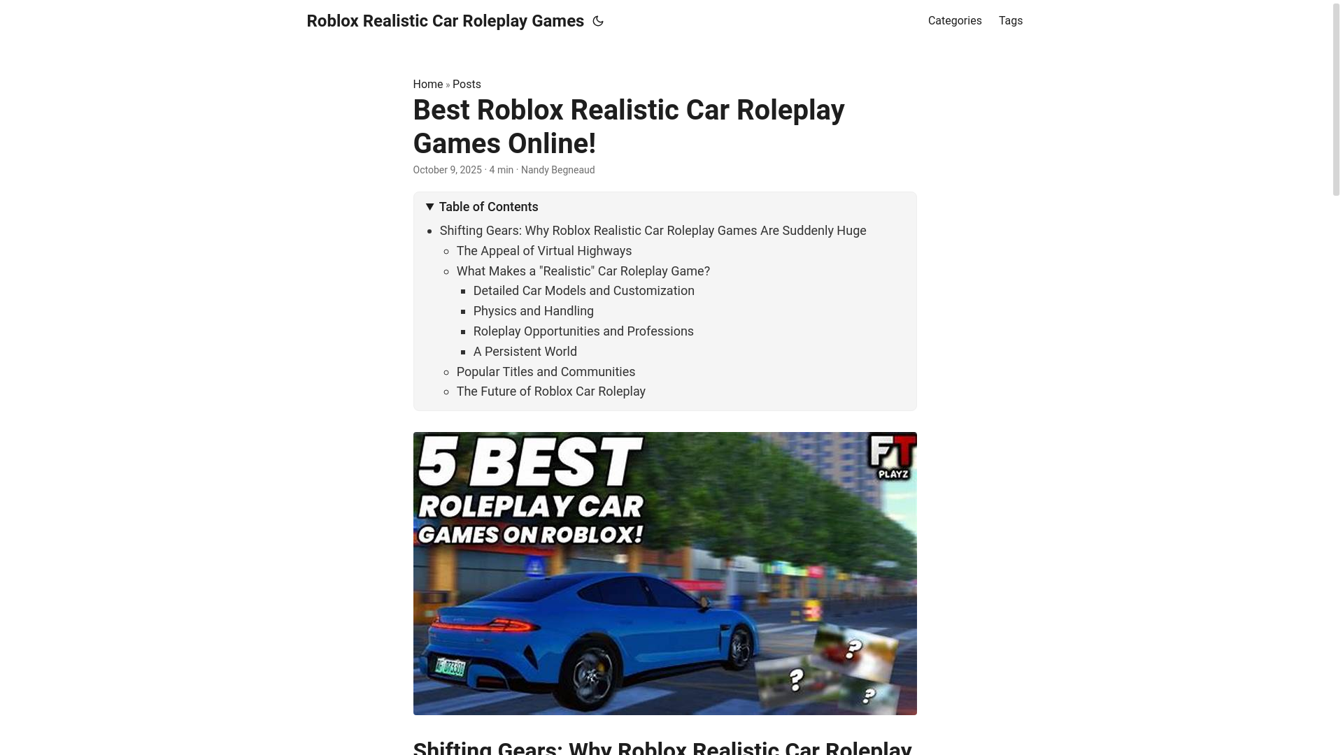 website screenshot of https://roblox-realistic-car-roleplay-games.pages.dev/