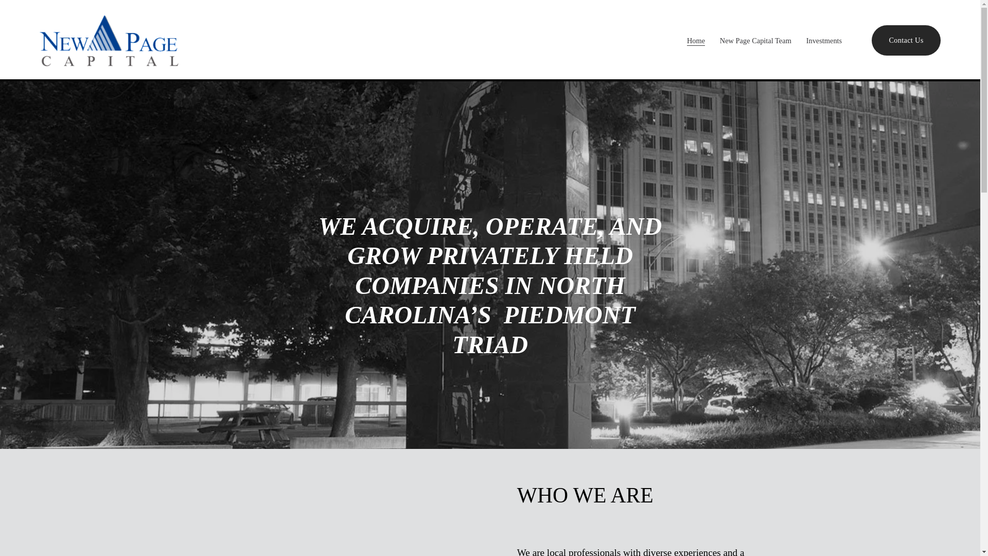 website screenshot of https://newpagecompanies.com