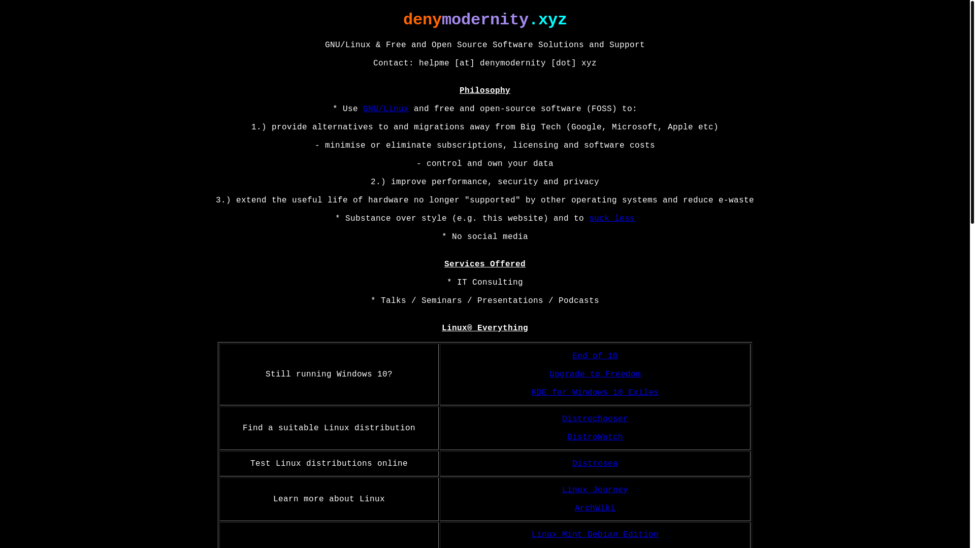 website screenshot of https://denymodernity.pages.dev/