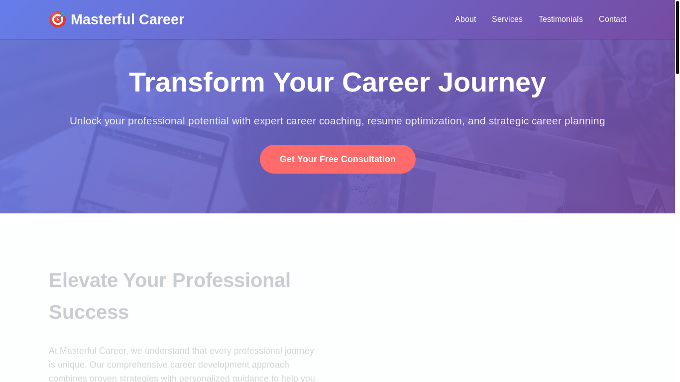 website screenshot of https://masterfulcareer.qpon/