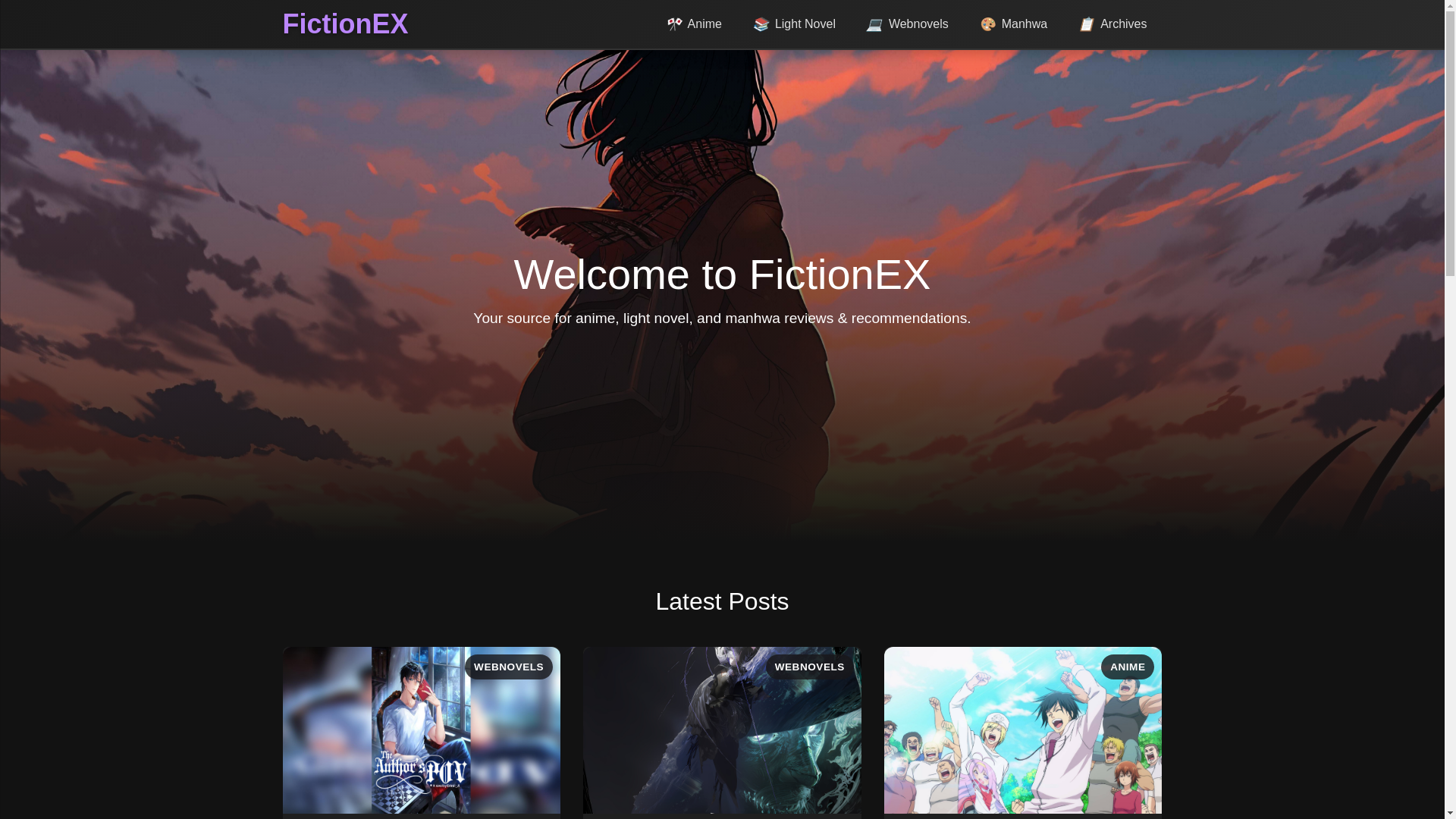 website screenshot of https://fictionex.com/
