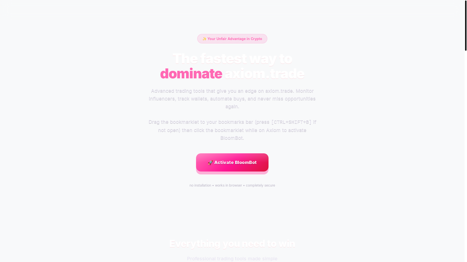 website screenshot of https://bloombot.live/