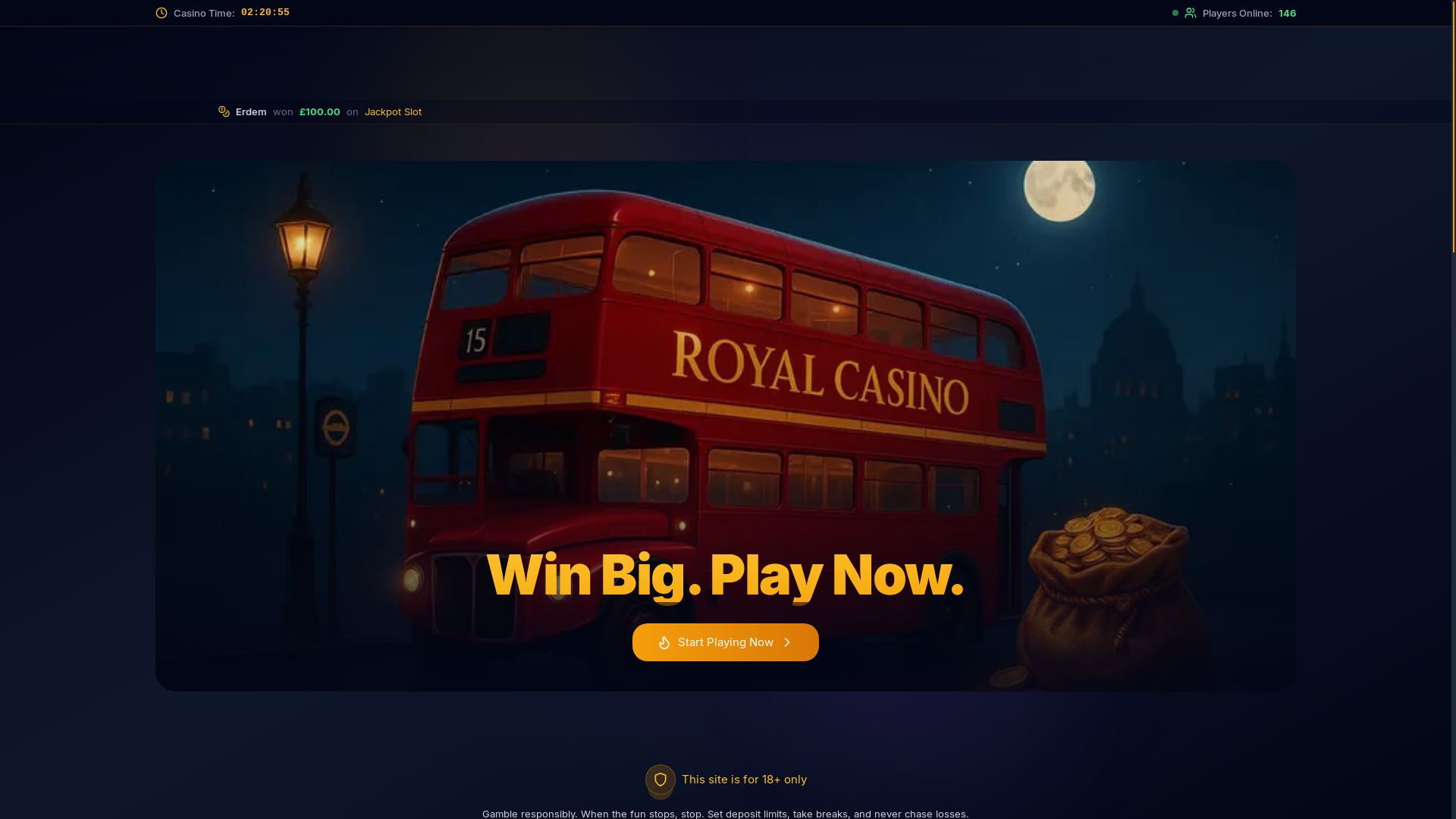 website screenshot of https://royalcasino-uk.com/