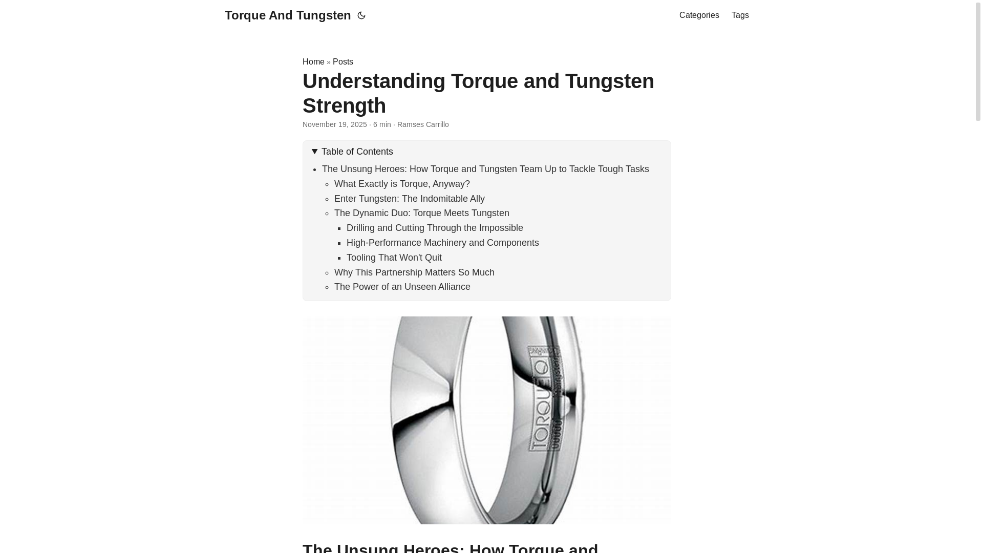 website screenshot of https://torqueandtungsten.pages.dev/