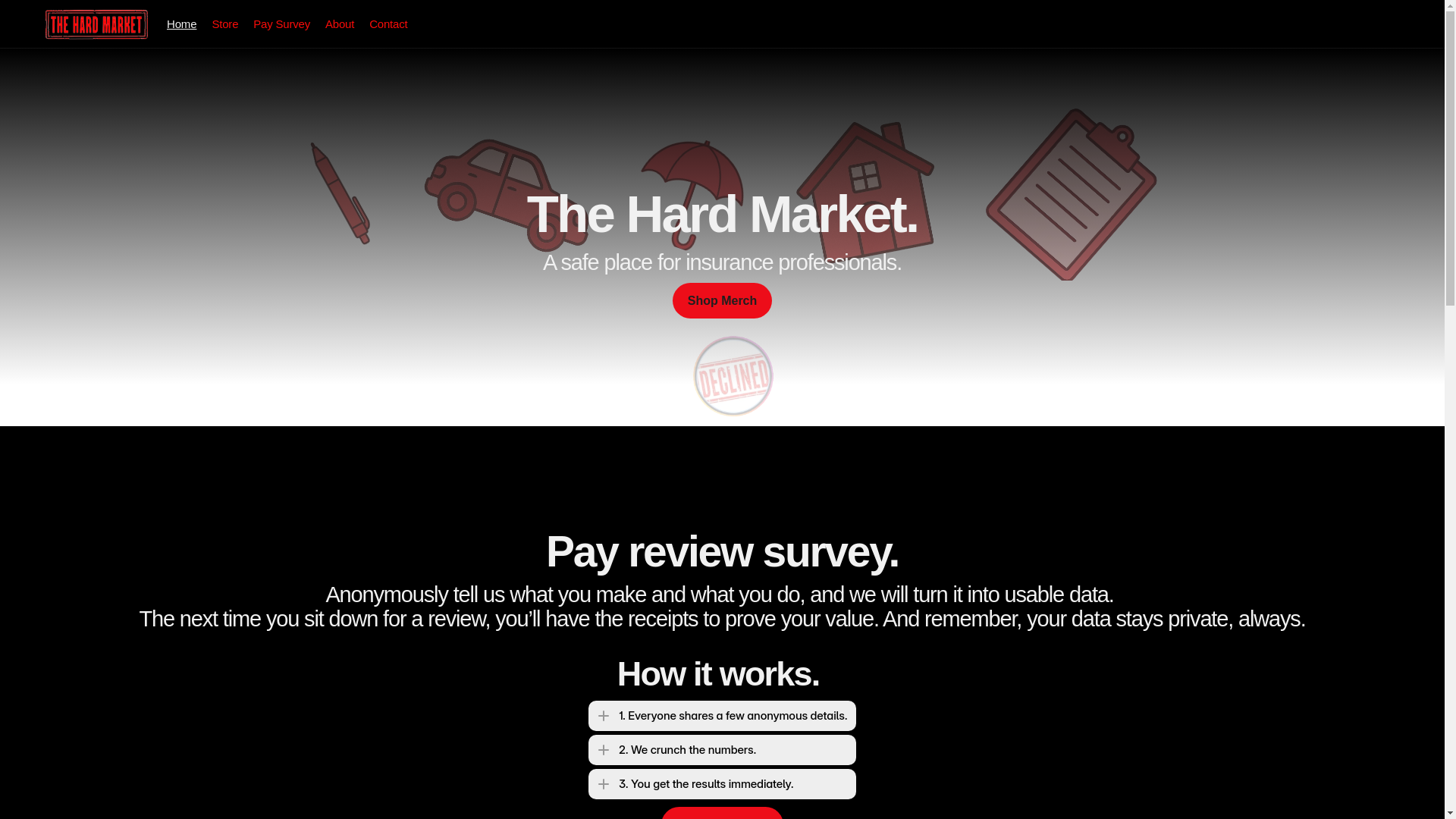 website screenshot of https://thehardmarket.com/