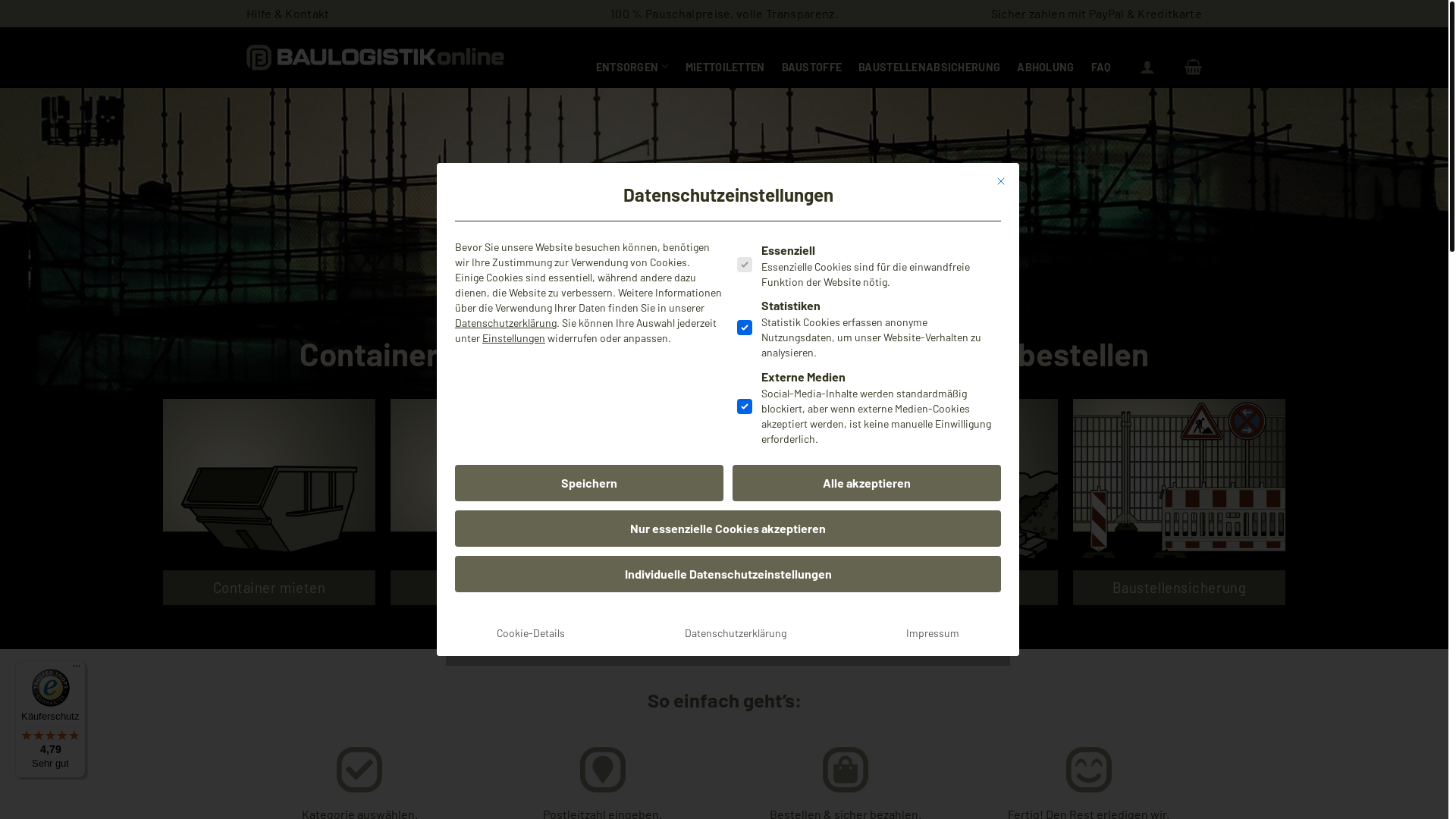 website screenshot of https://baulogistiknetzwerk.de/