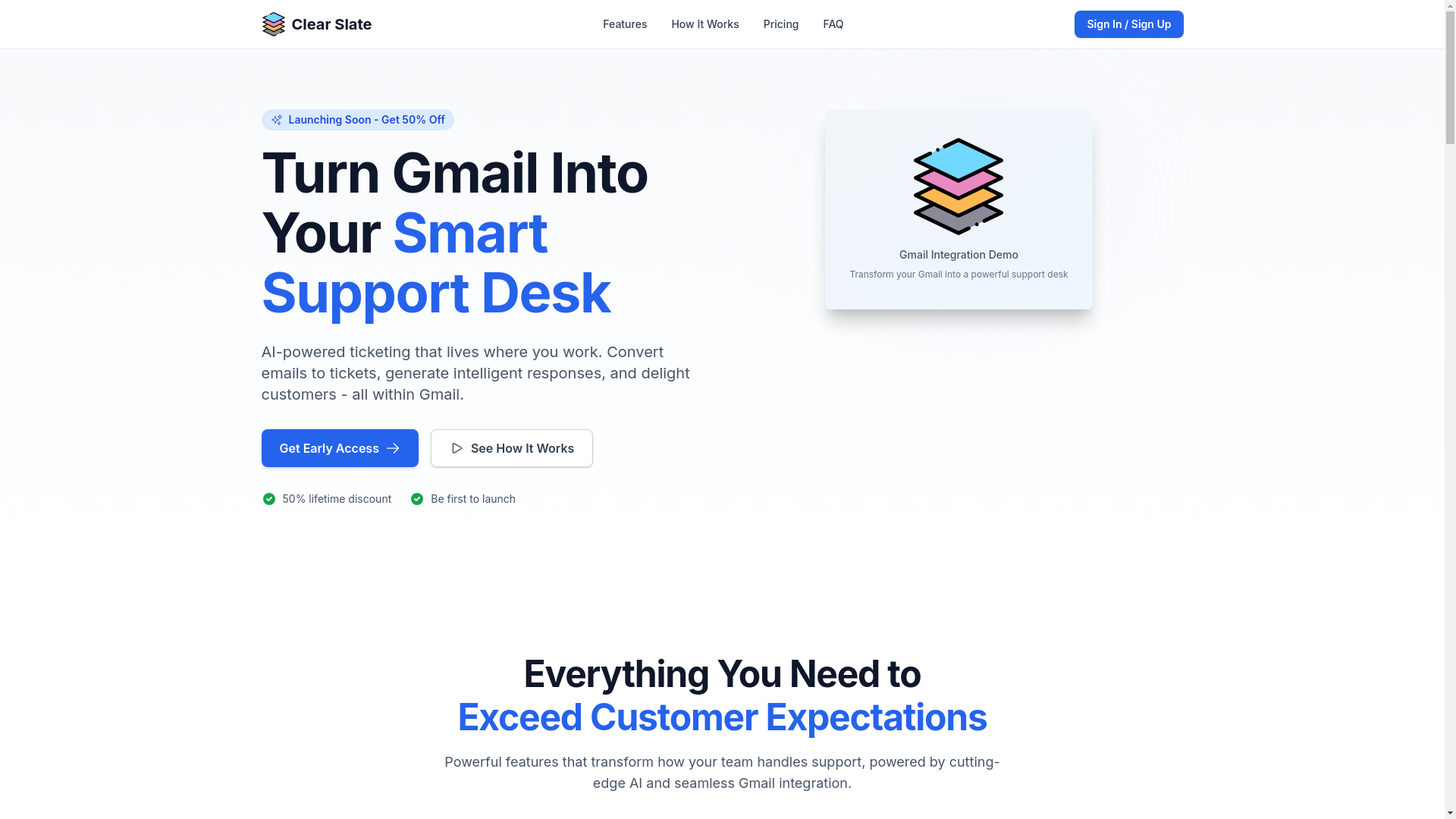 website screenshot of https://clear-slate-landing.pages.dev/