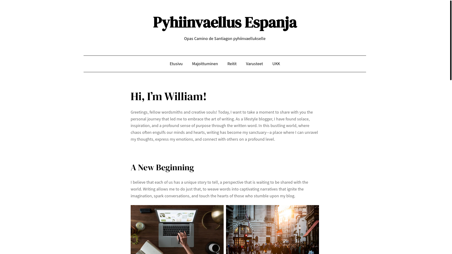 website screenshot of https://pyhiinvaellusespanja.fi/