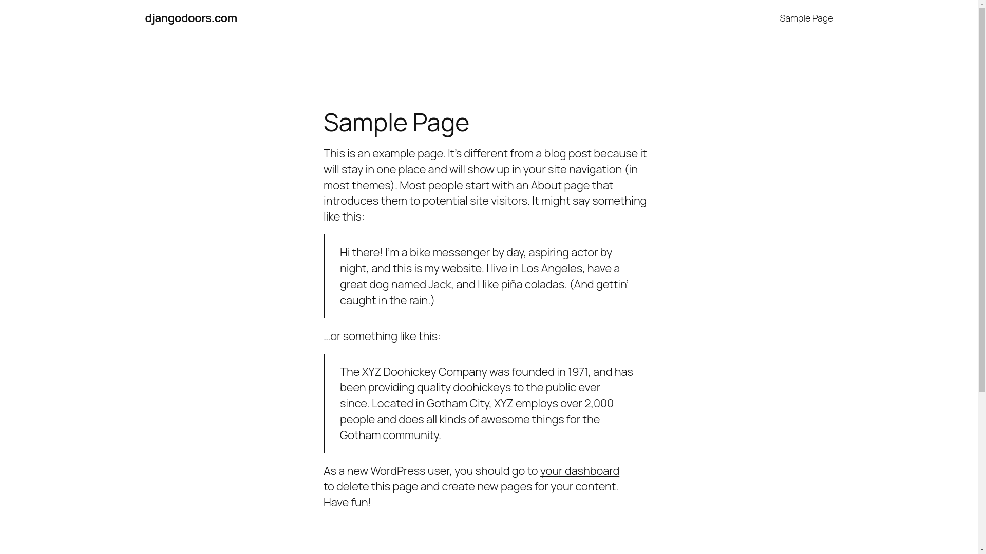 website screenshot of https://djangodoors.com/