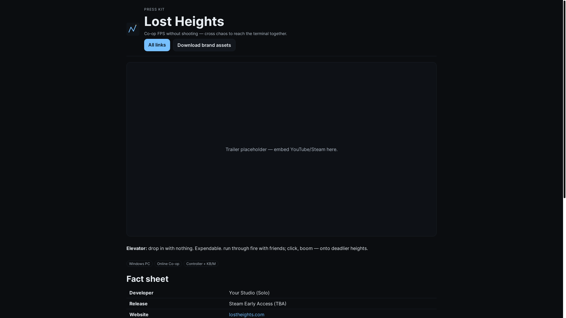 website screenshot of https://lost-heights-static.pages.dev/