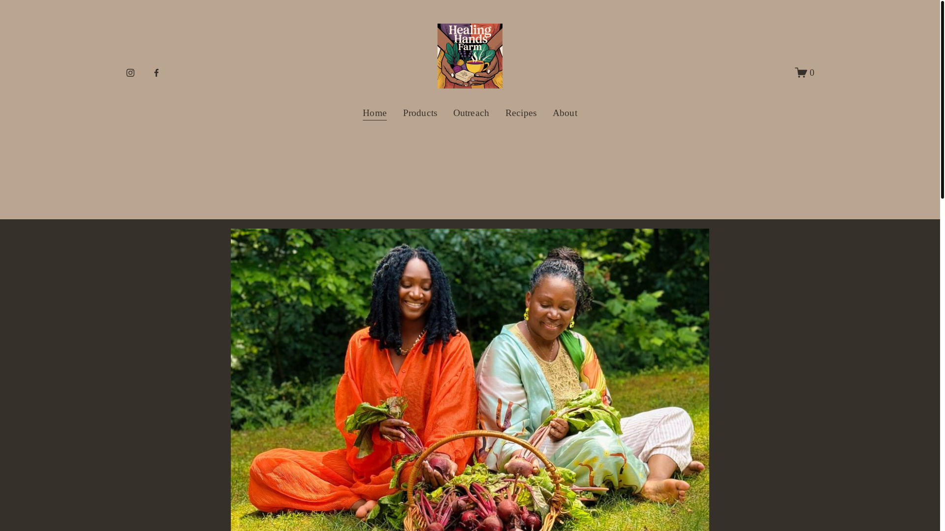 website screenshot of https://healinghandsfarm.org/