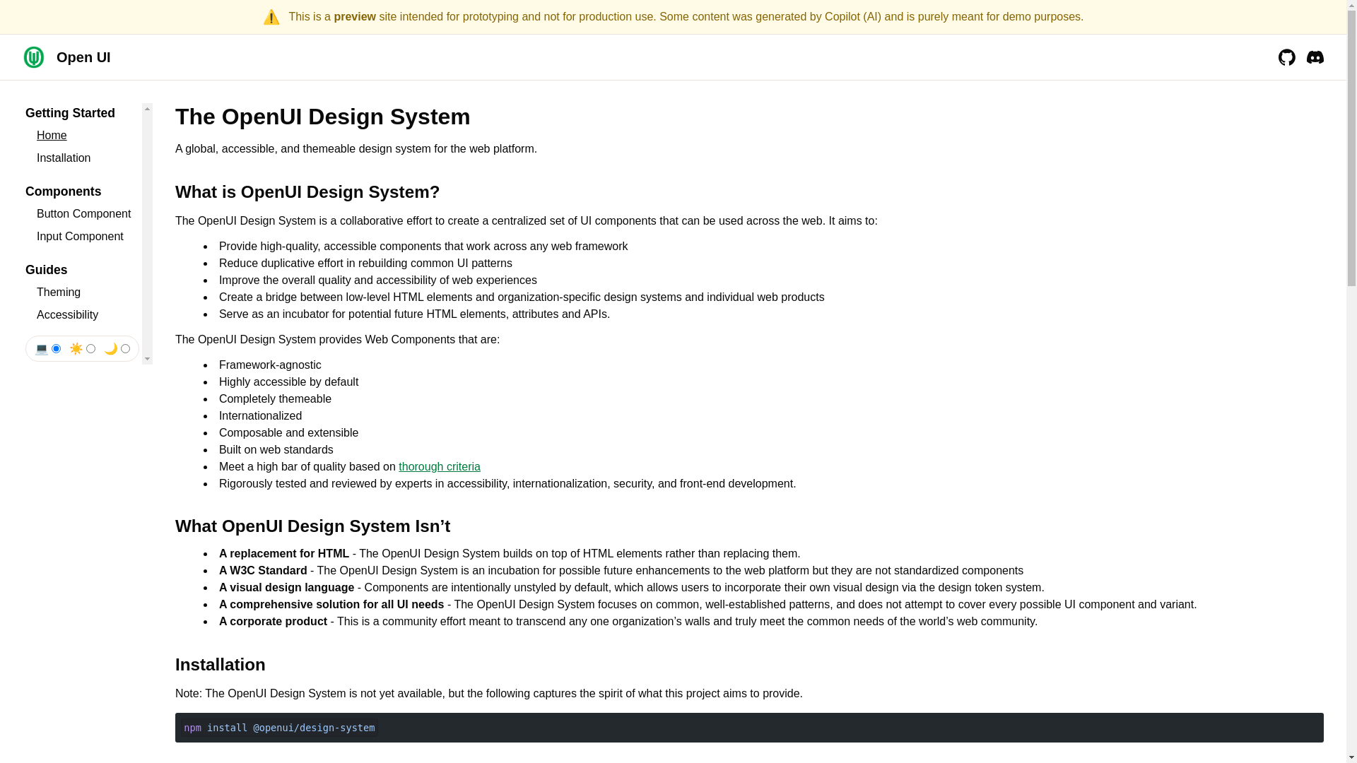 website screenshot of https://gfellerph-open-ui-ds-test.pages.dev/