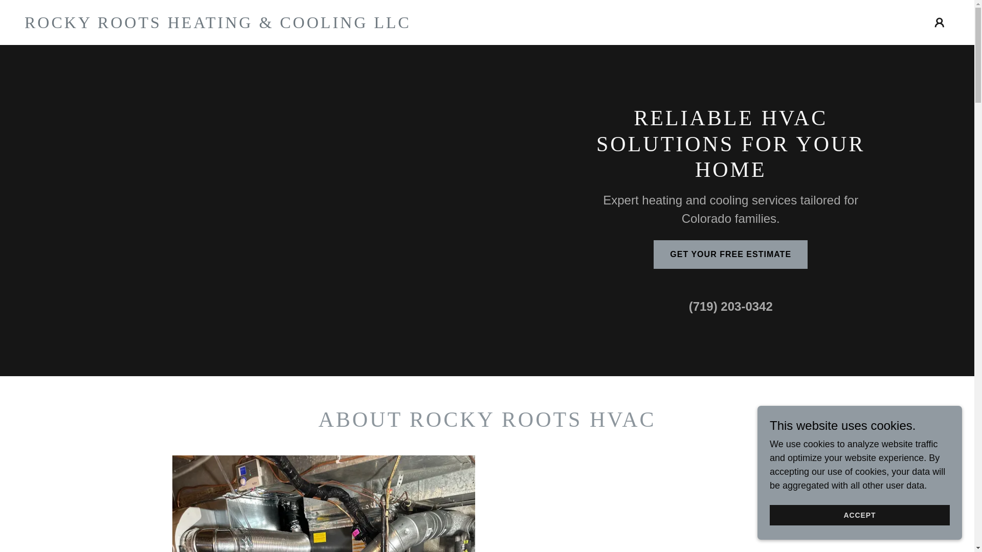website screenshot of https://rockyrootshvac.com/