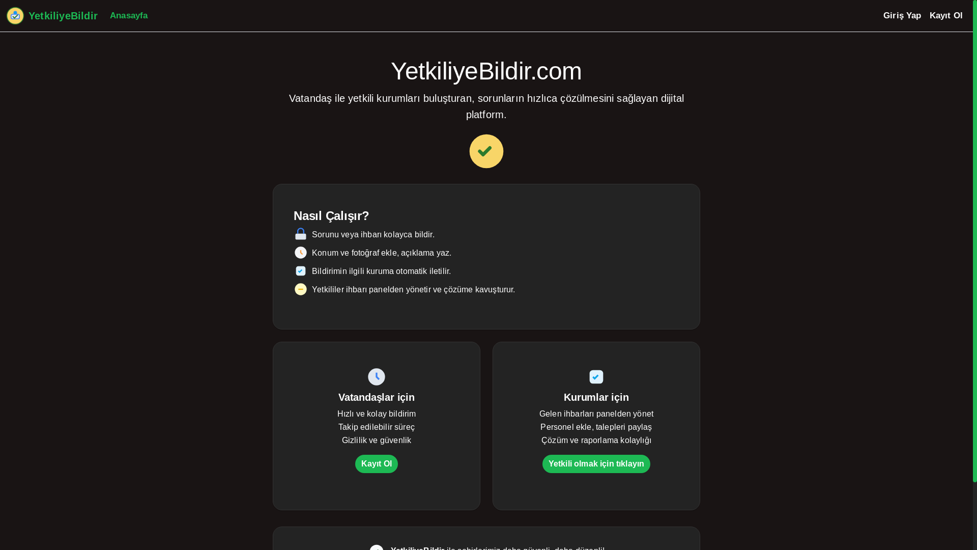 website screenshot of https://yetkiliyebildir.com.tr/