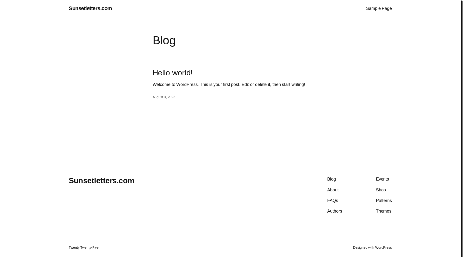 website screenshot of https://sunsetletters.com/