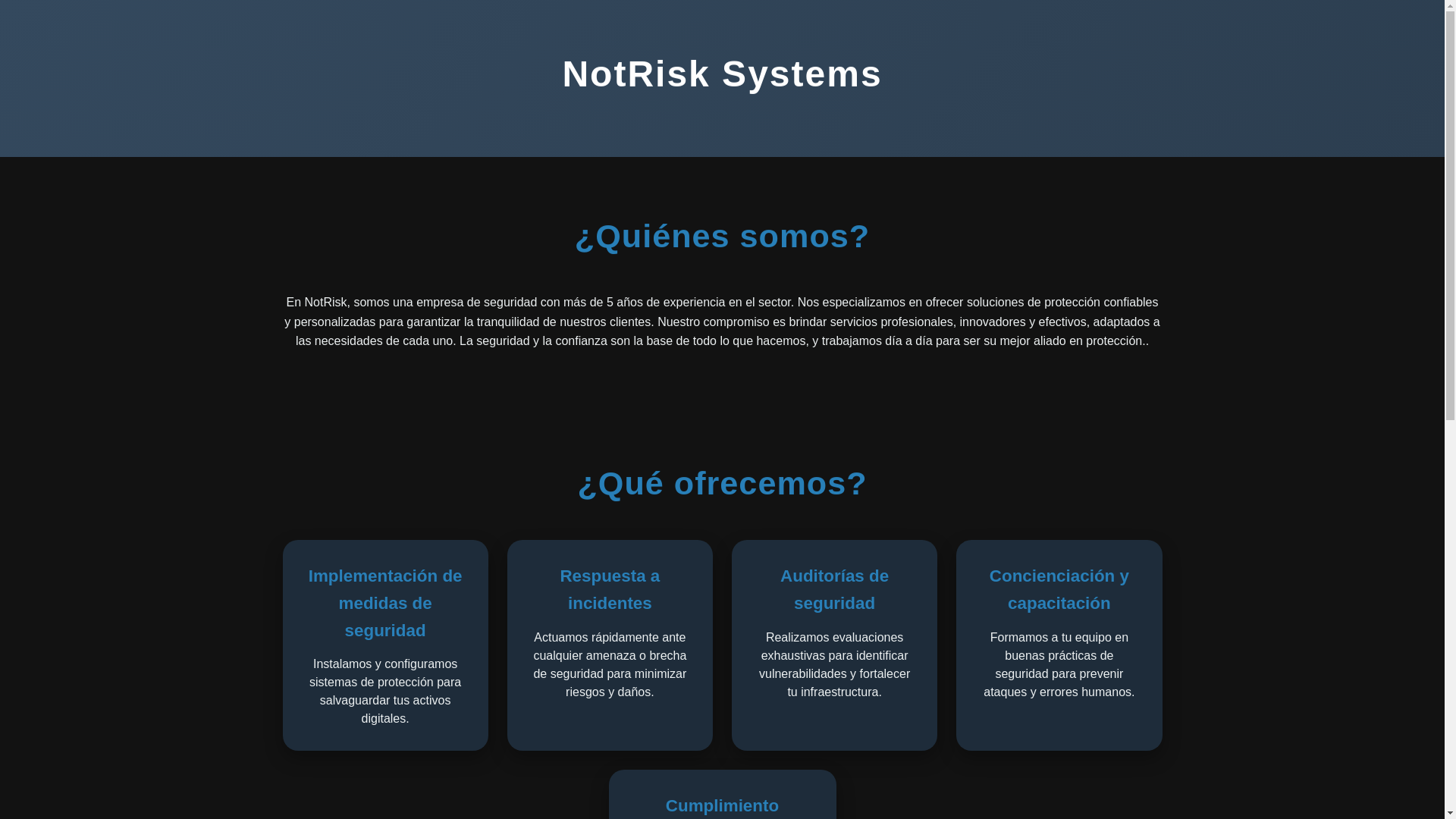 website screenshot of https://notrisk.lat/