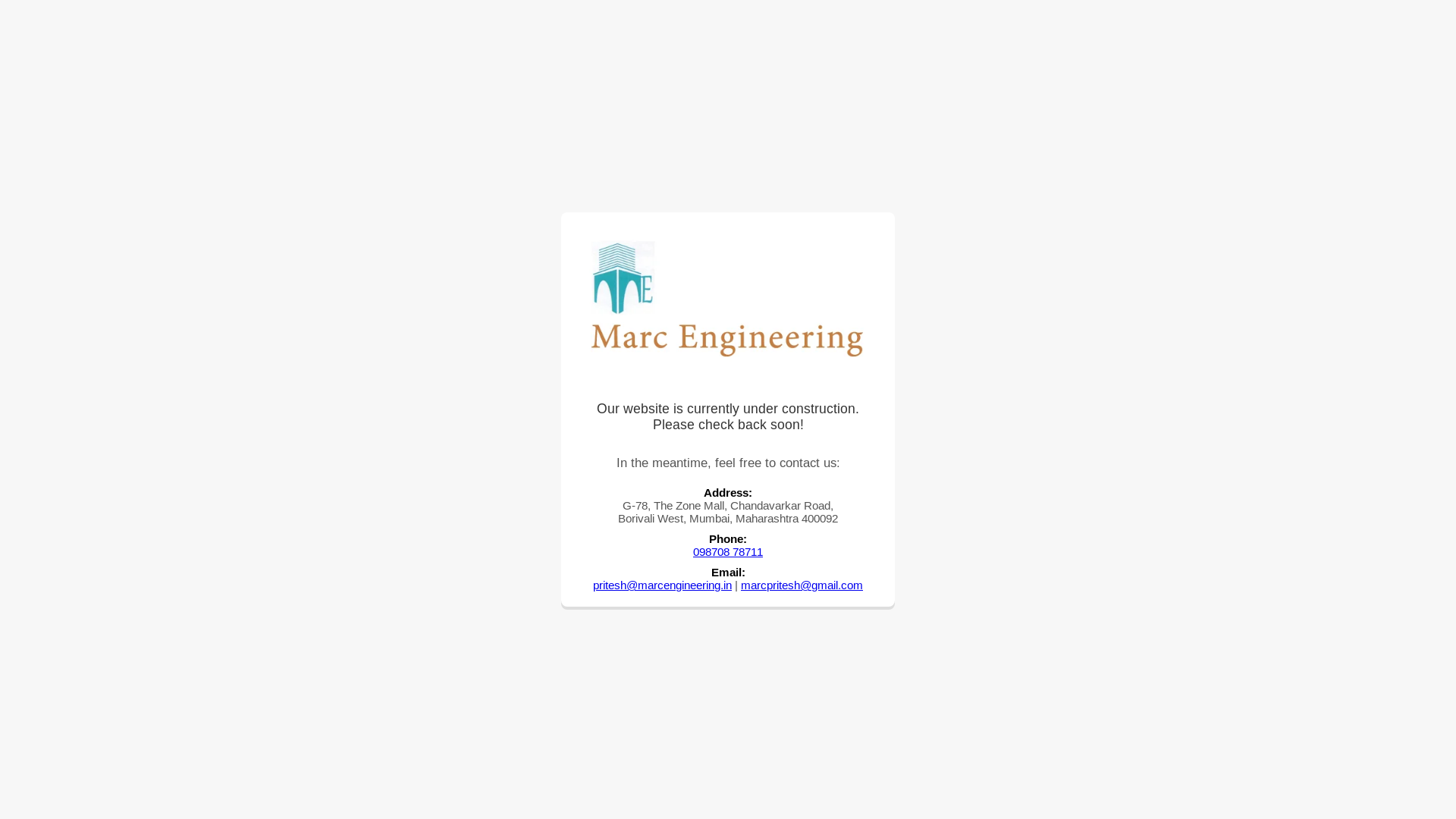 website screenshot of https://marcengineering.in/