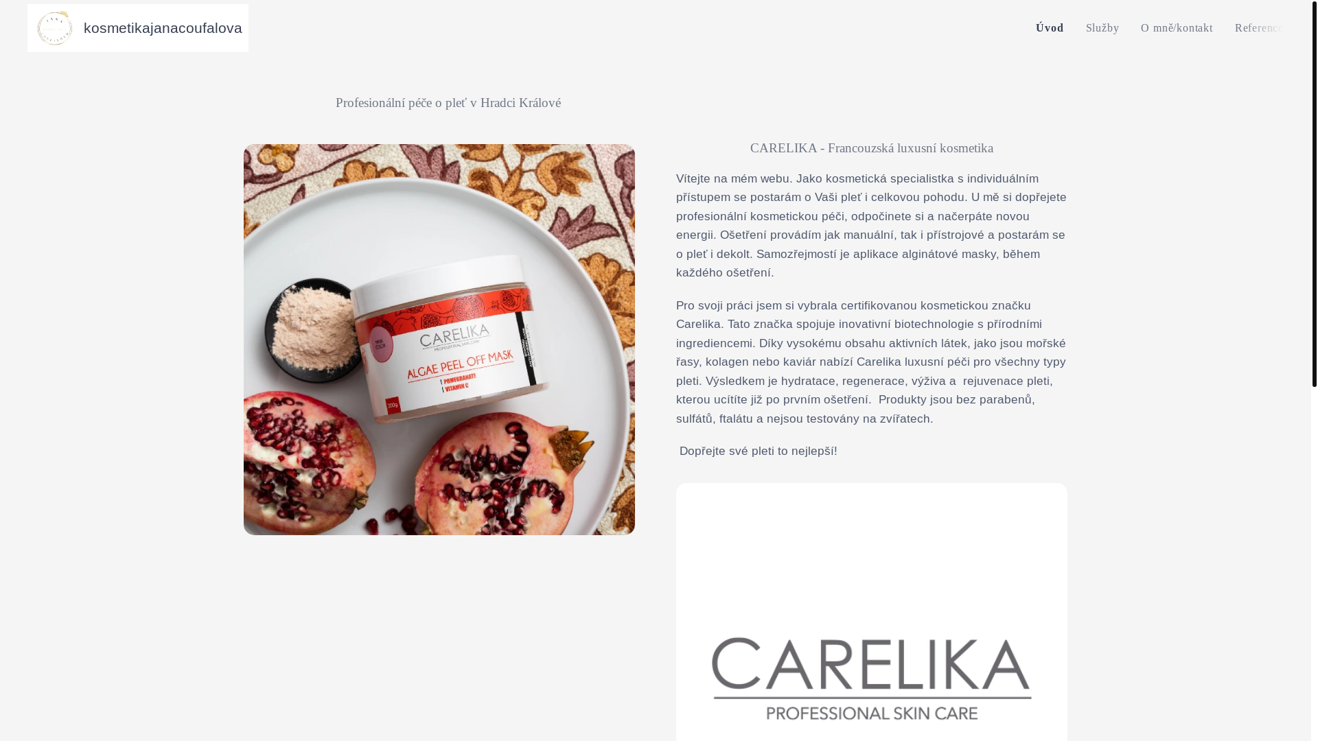 website screenshot of https://kosmetikajanacoufalova.cz/