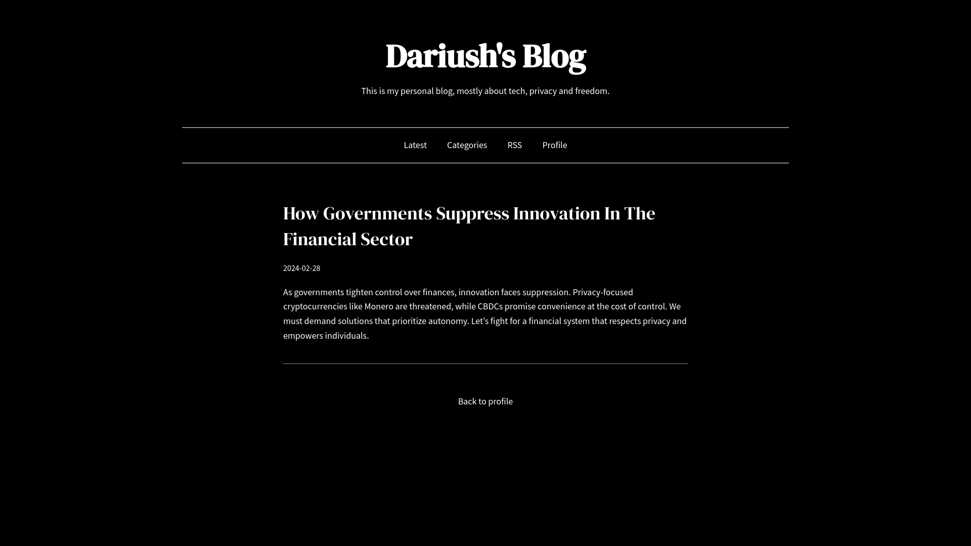 website screenshot of https://blog.dariush.dev/