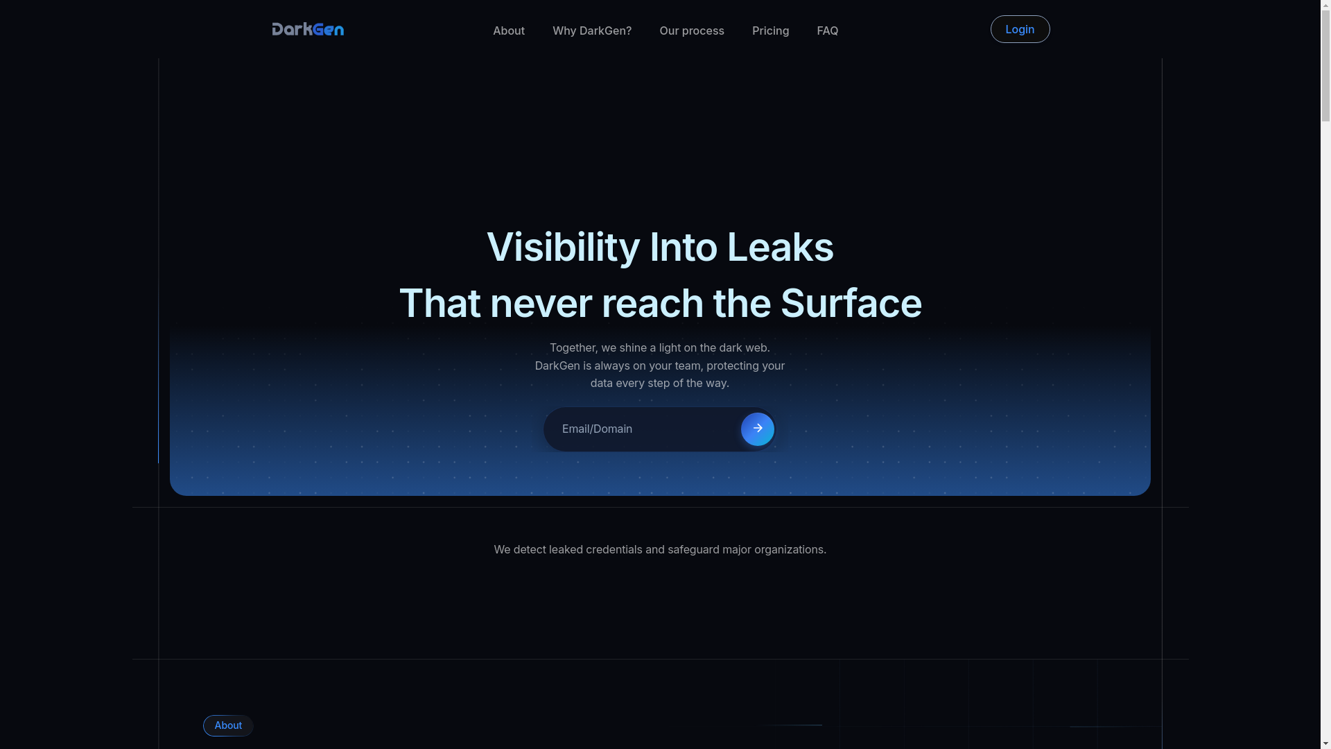 website screenshot of https://darkgen.io/