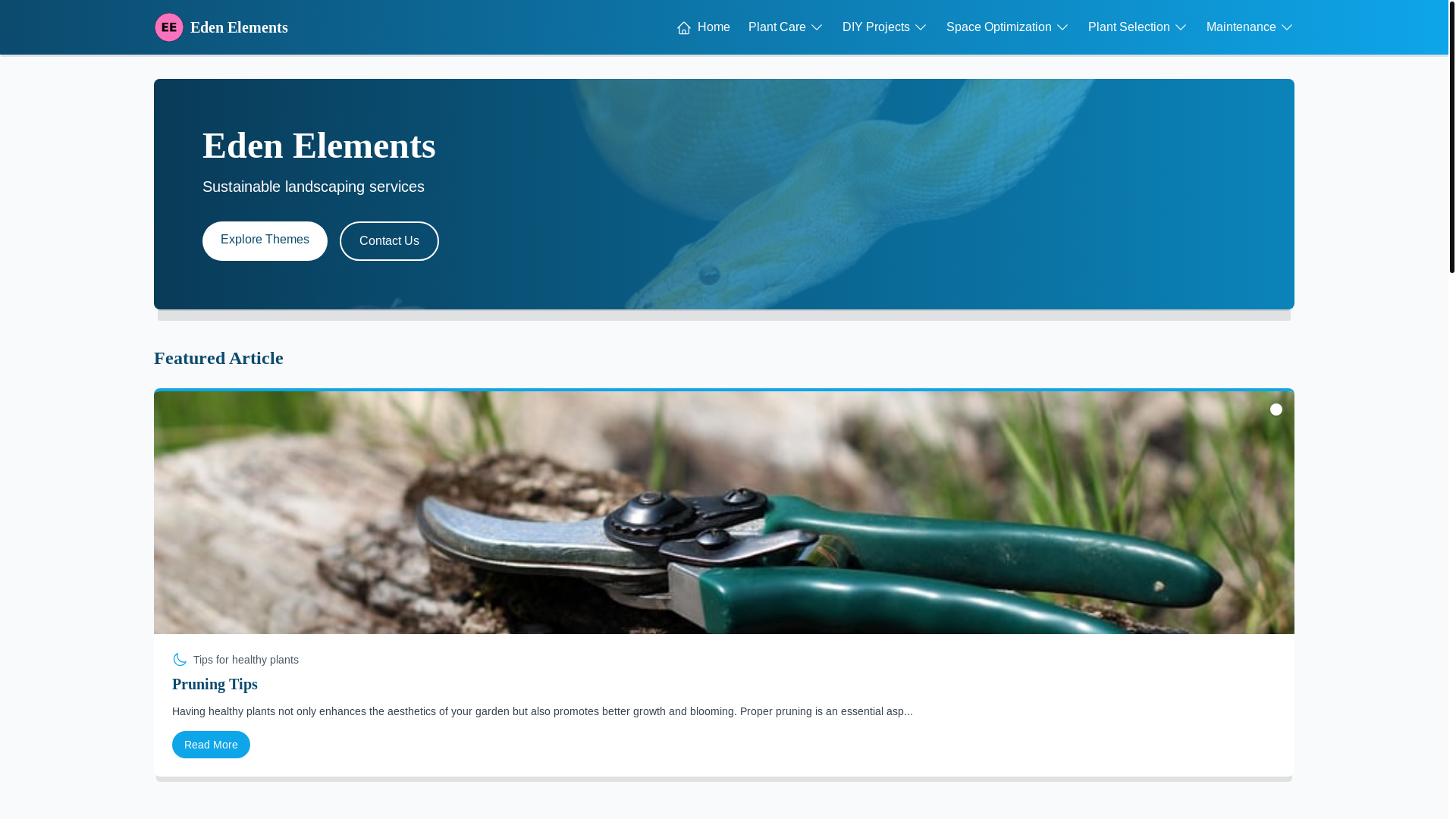website screenshot of https://edenelements.xyz/