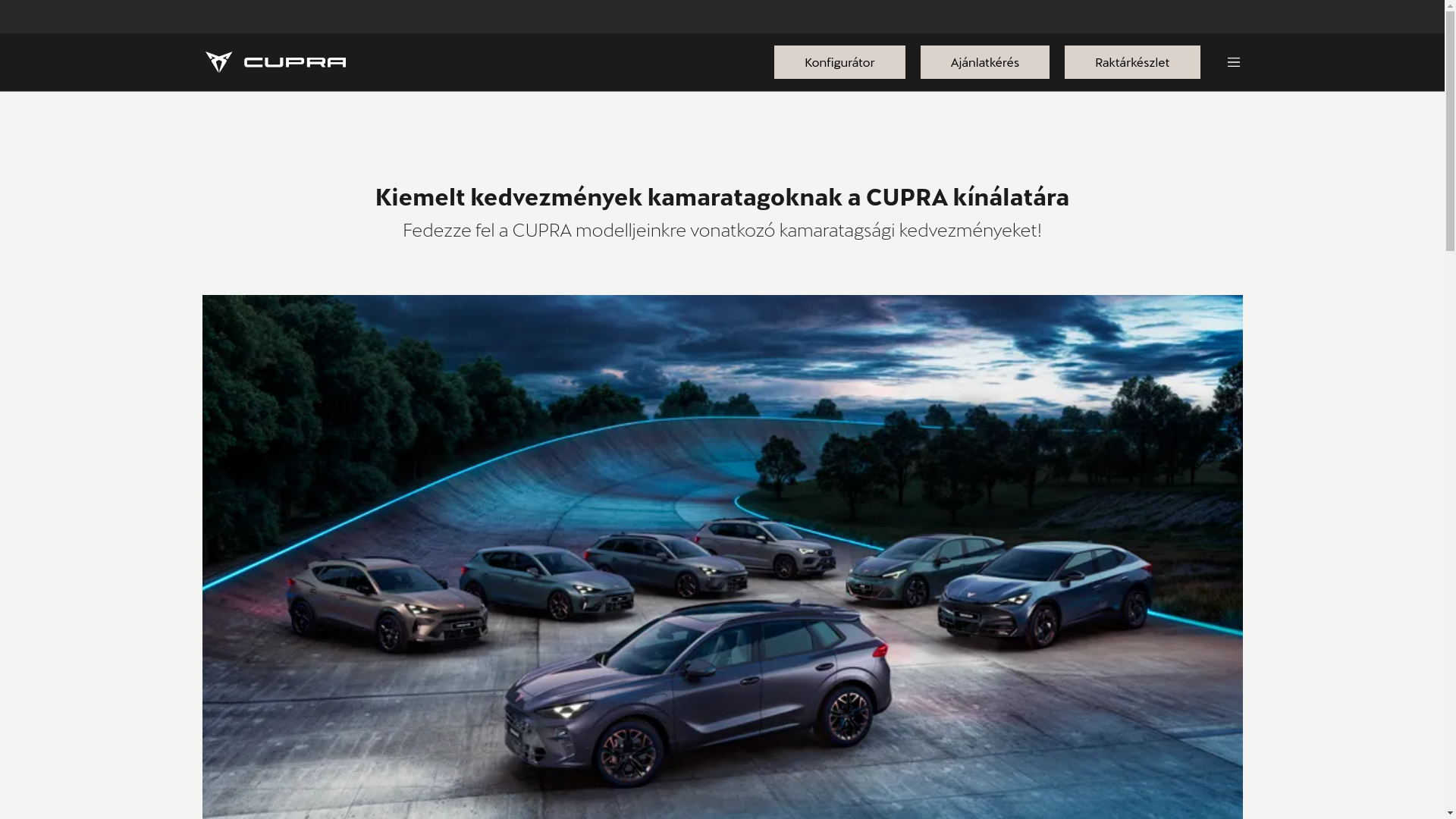 website screenshot of https://www.cupraofficial.hu/kamarai-kedvezmenyek