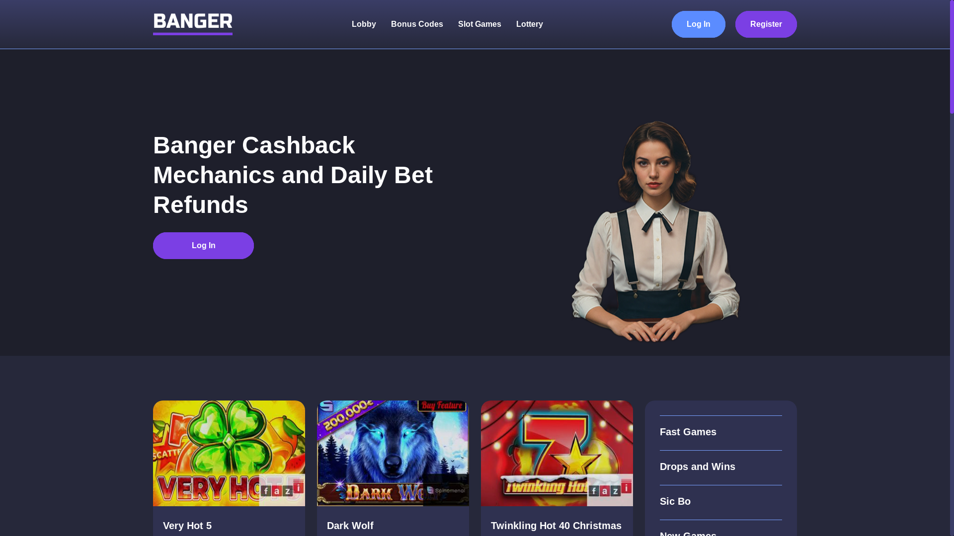 website screenshot of https://bangerbet.win/