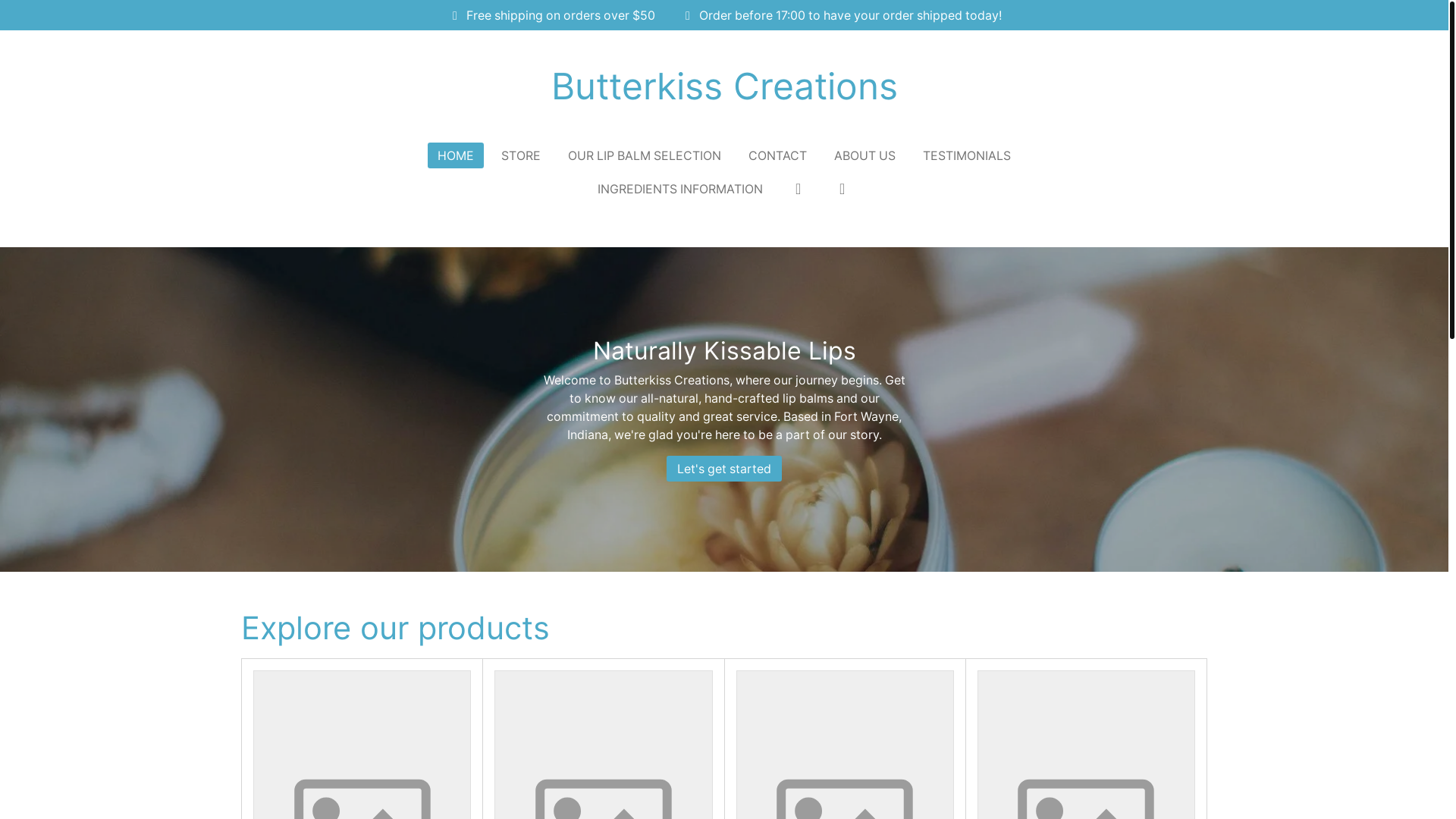 website screenshot of https://butterkisscreations.com/