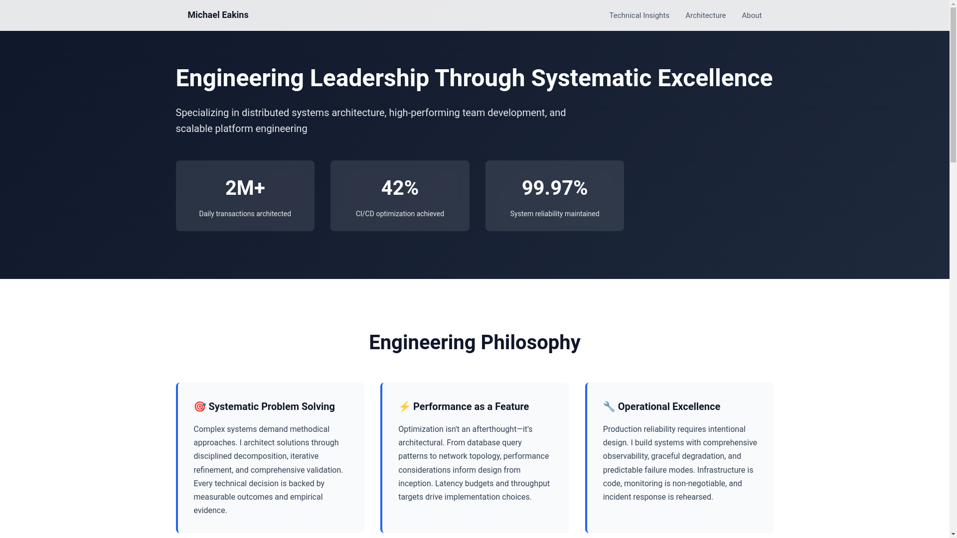 website screenshot of https://michaeleakins.pages.dev/