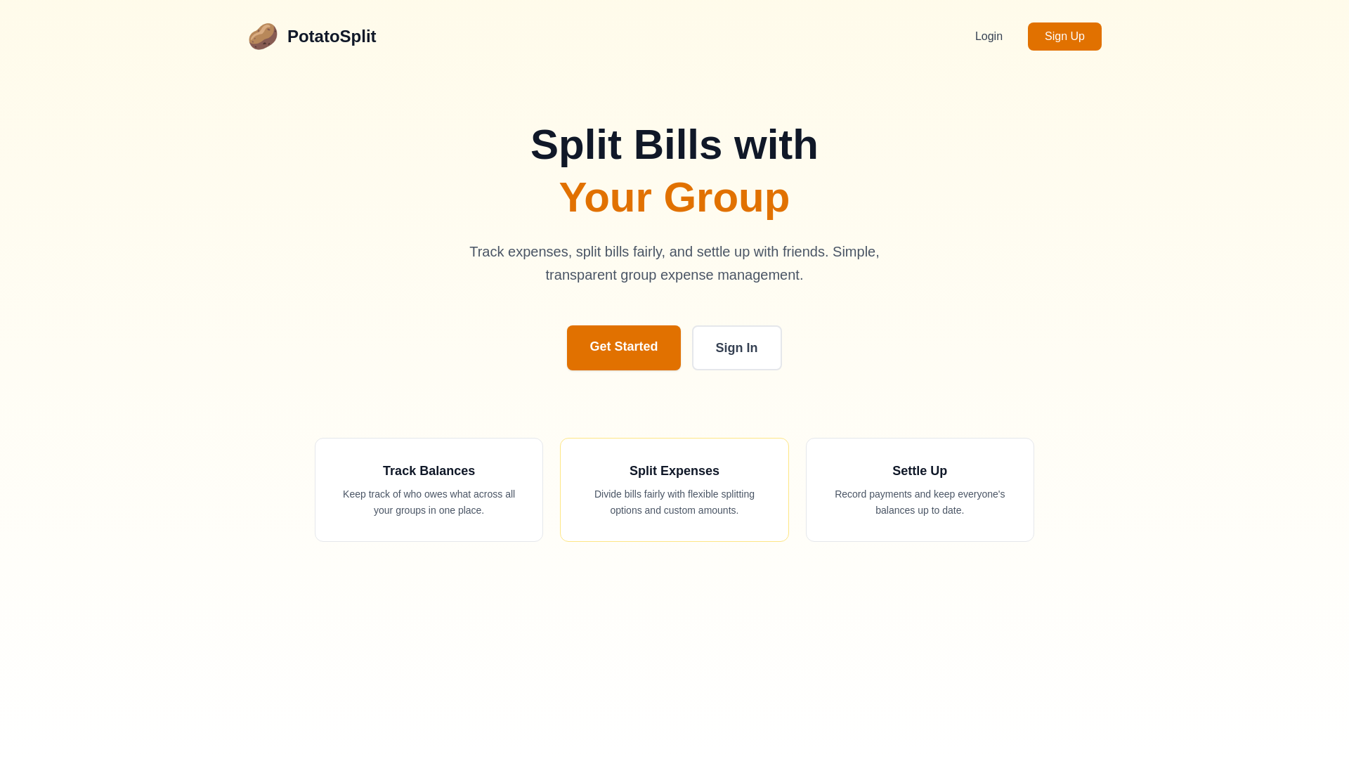website screenshot of https://potatosplit.com/