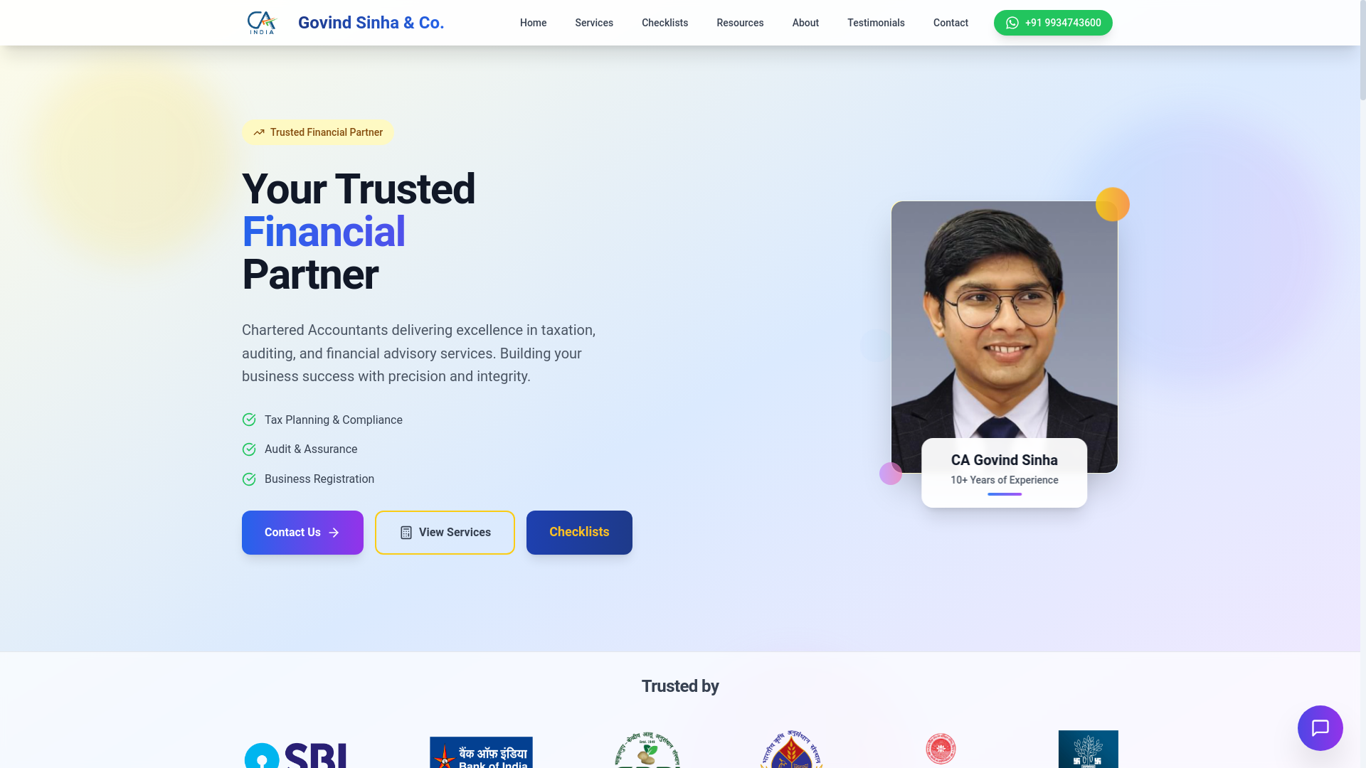 website screenshot of https://cagovind.pages.dev/