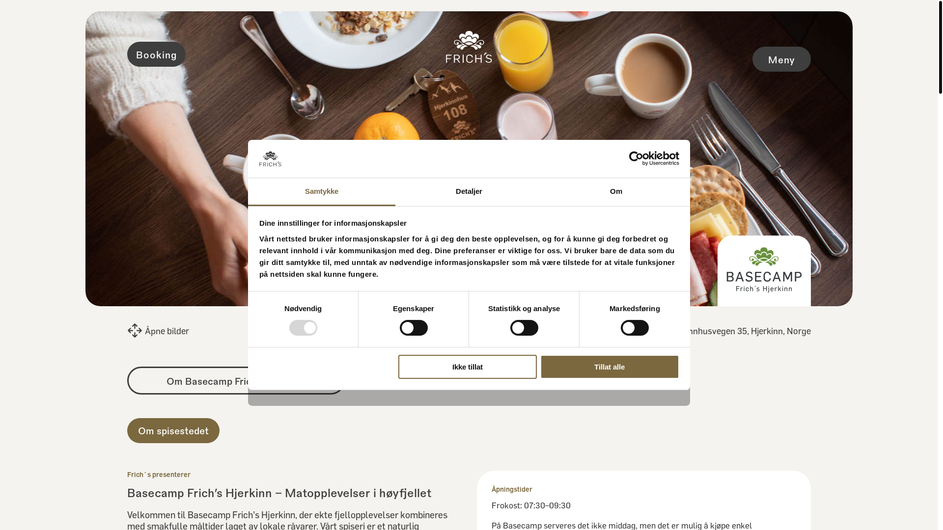 website screenshot of https://basecampsnohetta.no/
