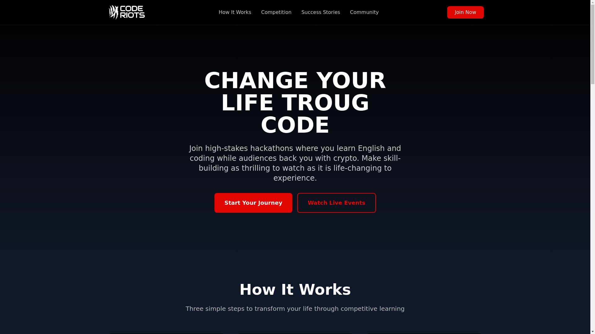 website screenshot of https://coderiots.com/