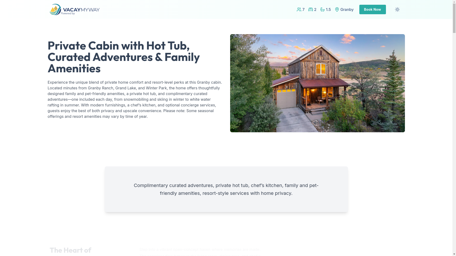 website screenshot of https://cozybuckhorn.rentals/