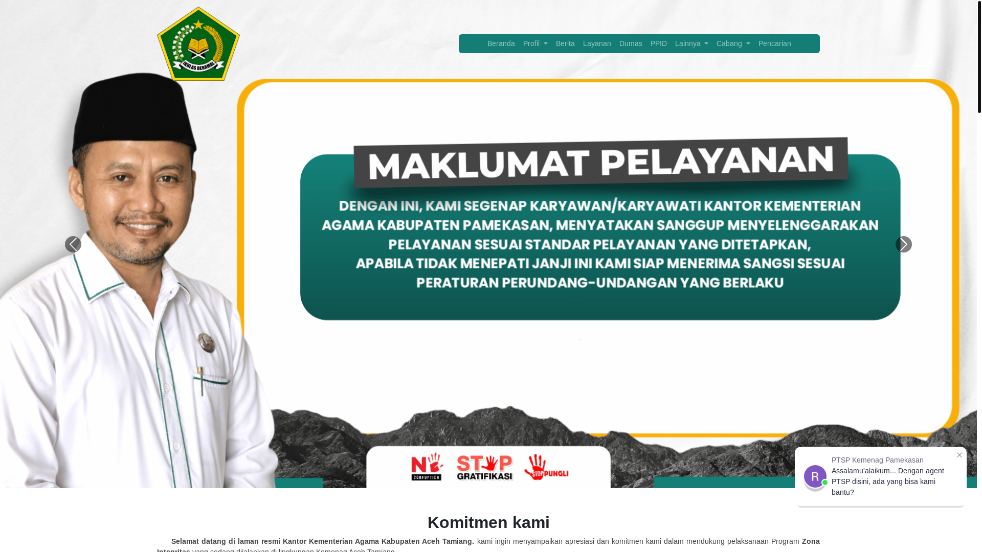 website screenshot of https://kemenagacehtamiang.org/