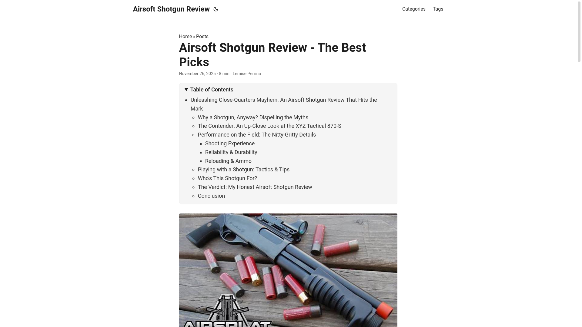 website screenshot of https://airsoftshotgunreview.pages.dev/
