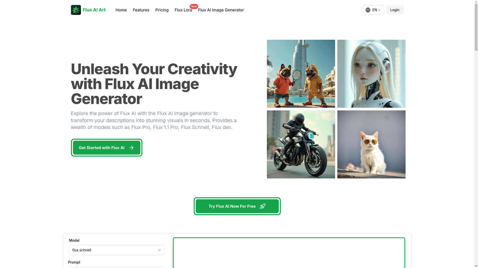 website screenshot of https://fluxaiartcom.pages.dev/