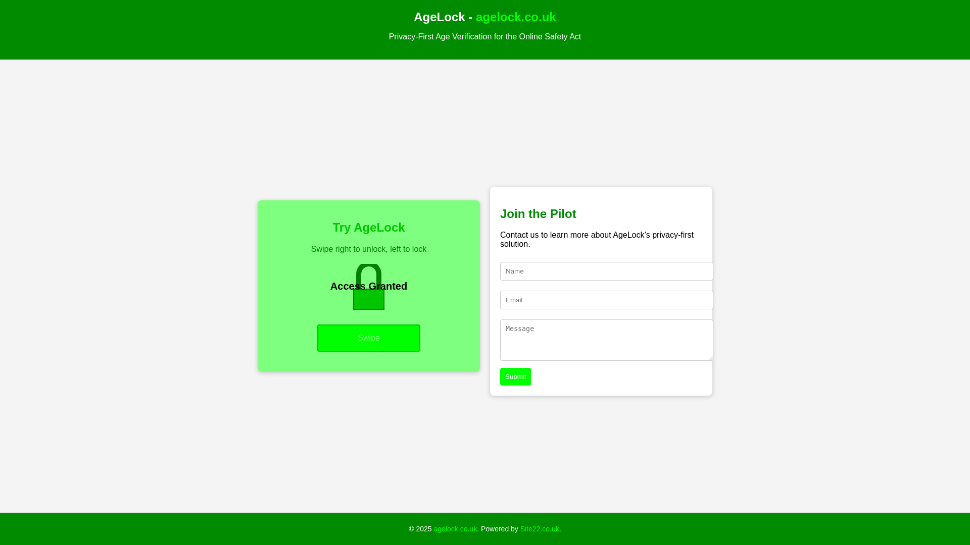 website screenshot of https://agelock.co.uk/