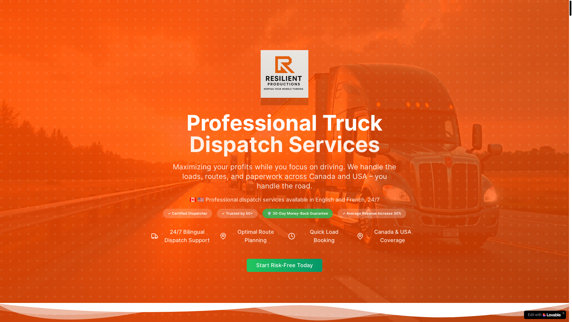 website screenshot of https://dispatchresilientproductions.com/