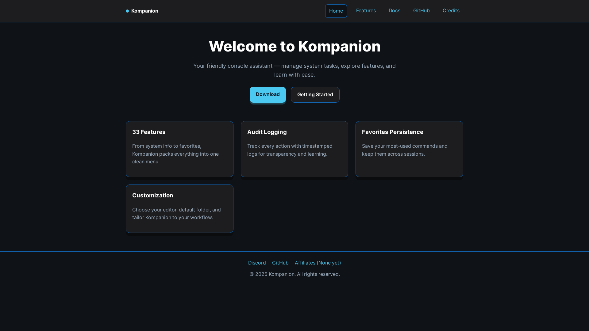 website screenshot of https://console-kompanion.org/