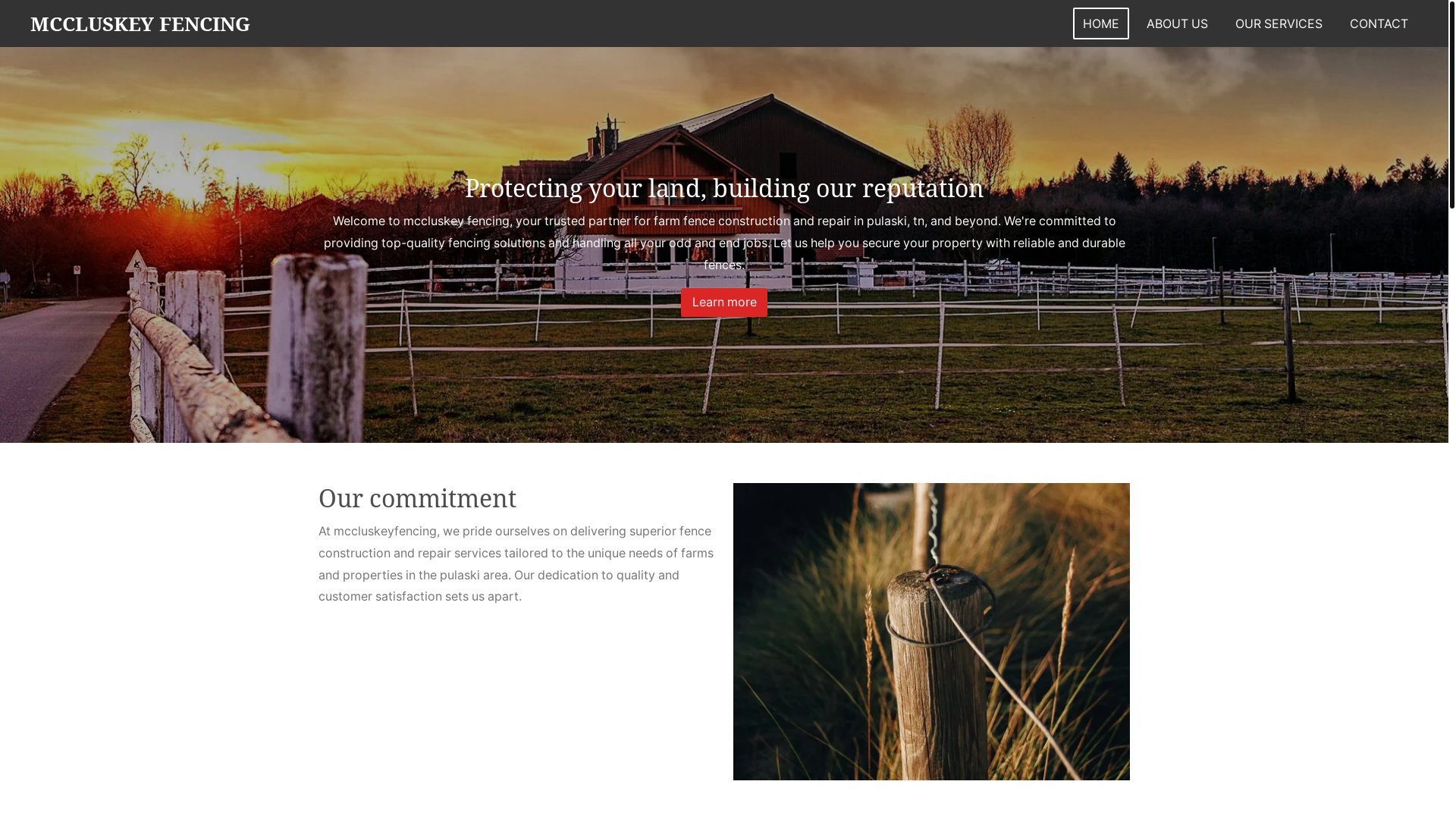 website screenshot of https://mccluskeyfencing.com/