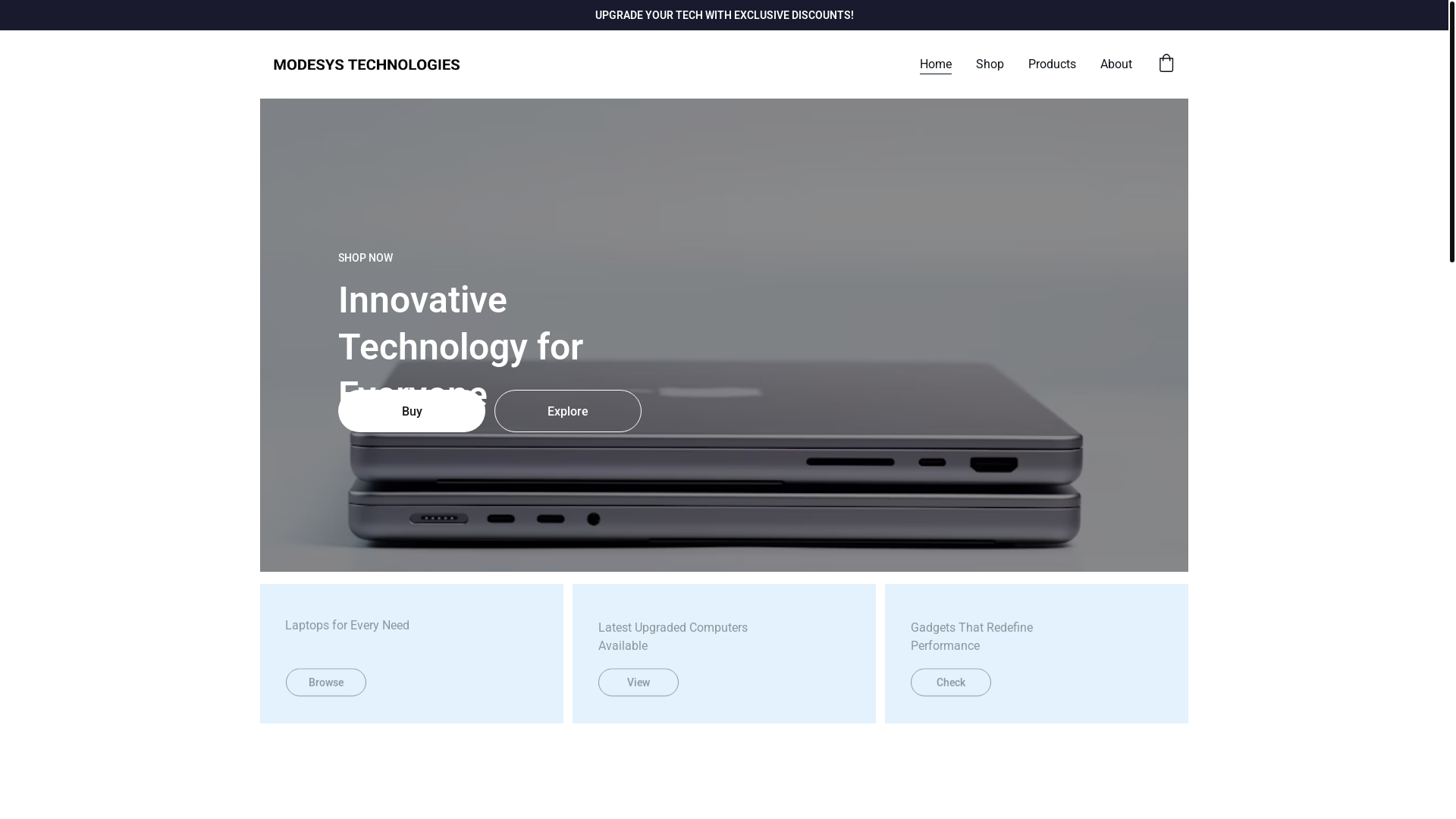 website screenshot of https://modesys-technologies.com/